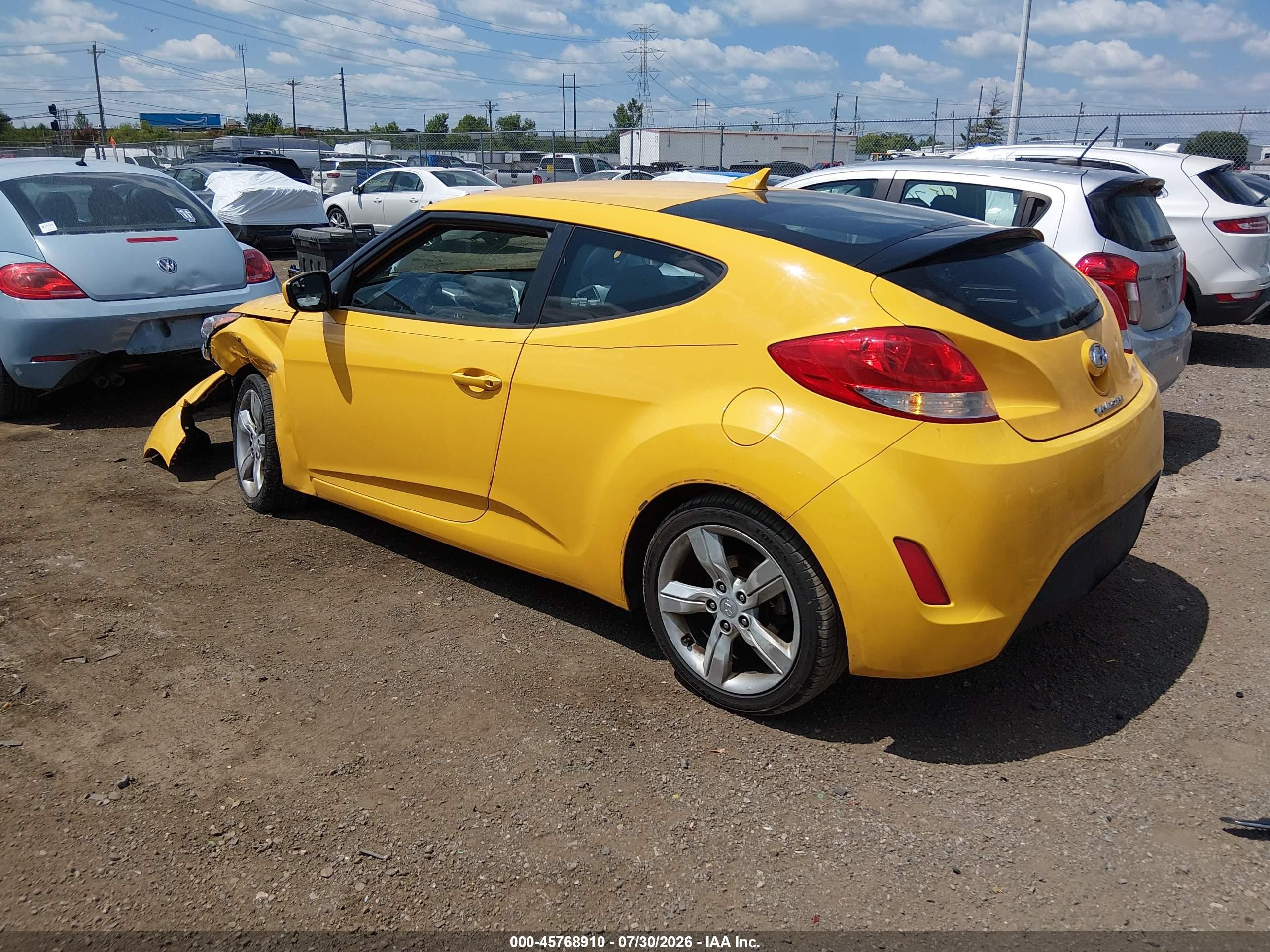 2015 Hyundai Veloster   Yellow vin: KMHTC6AD2FU235814