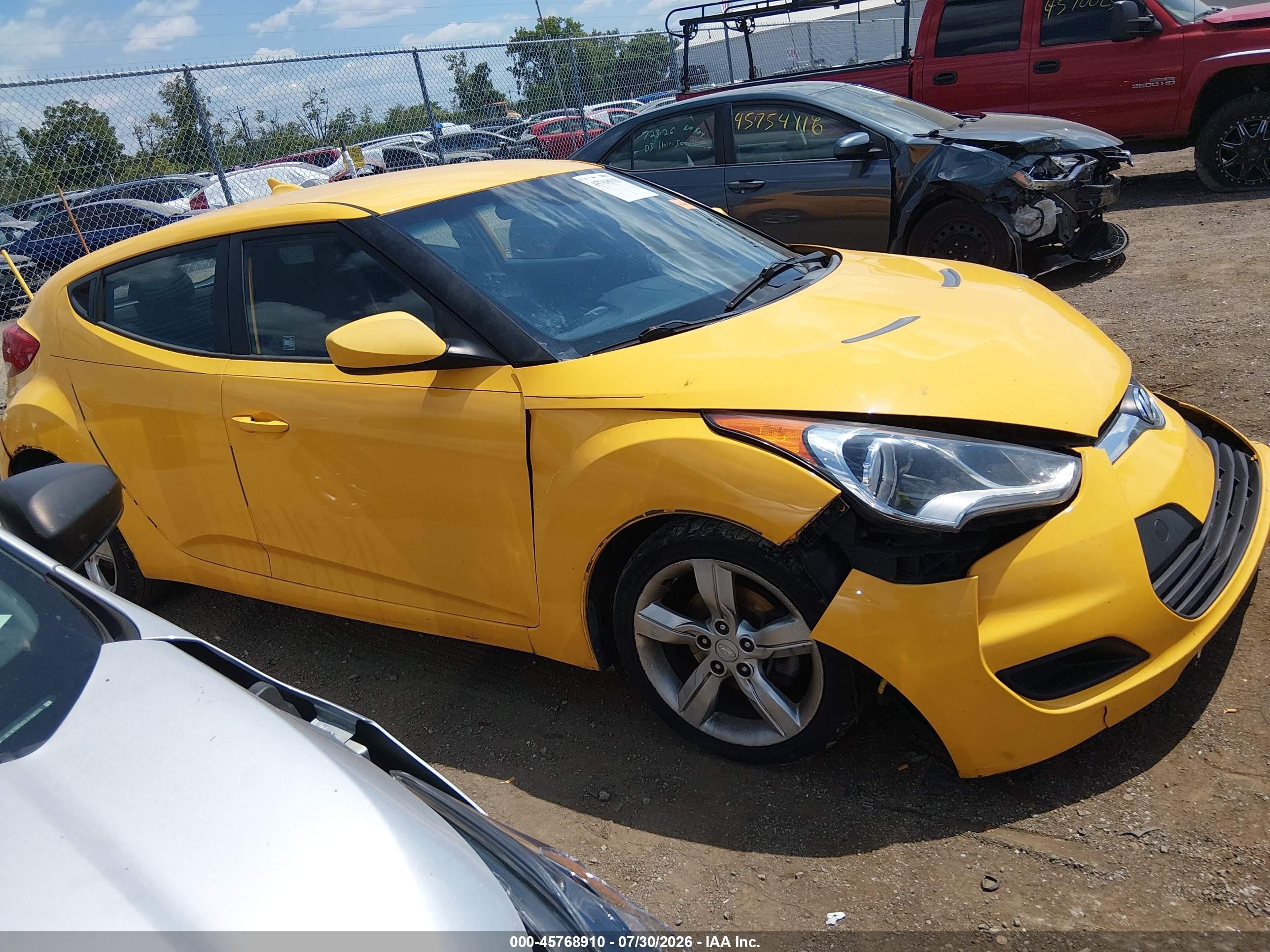 2015 Hyundai Veloster   Yellow vin: KMHTC6AD2FU235814