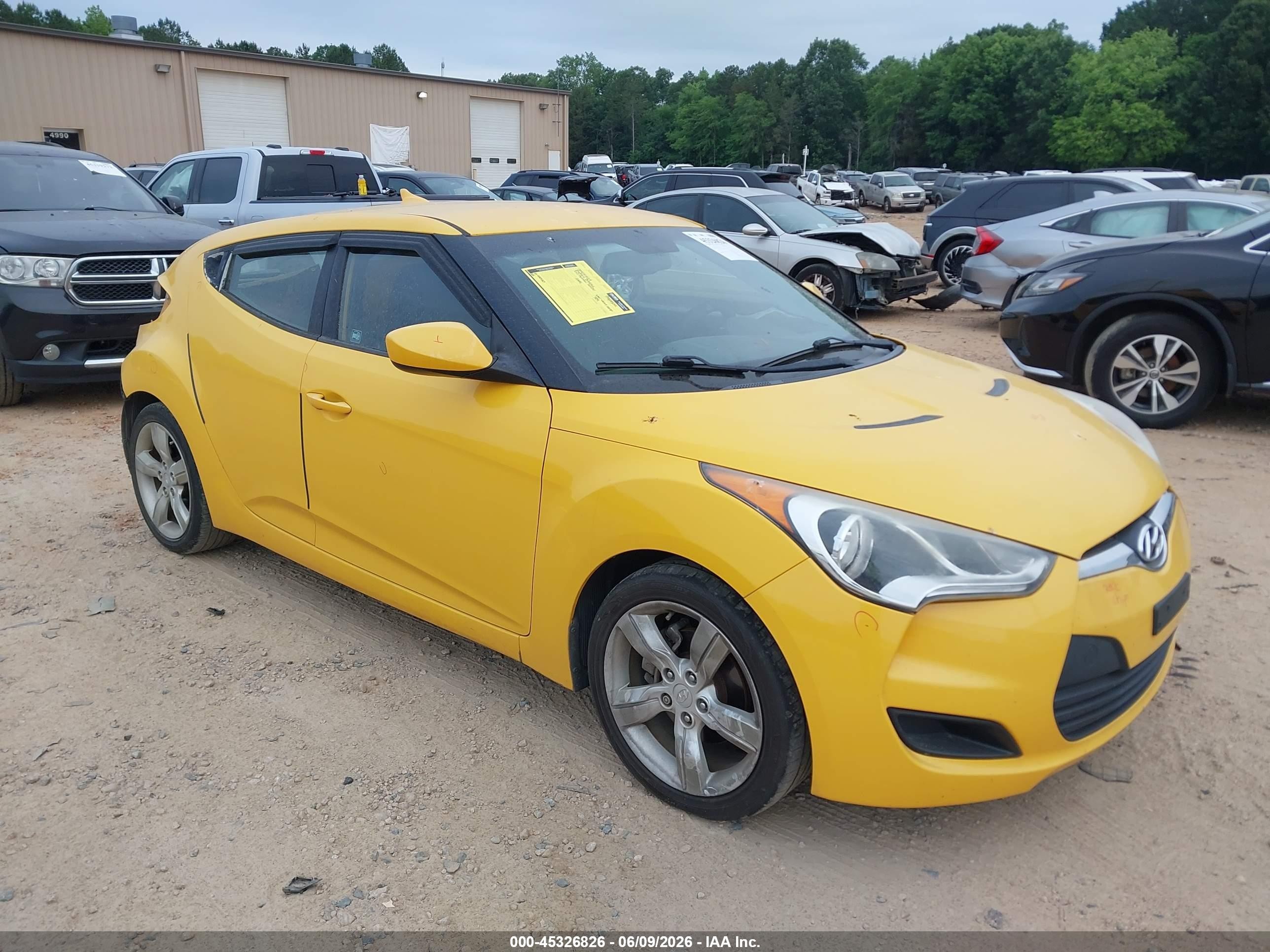 2012 Hyundai Veloster Base W/black Yellow vin: KMHTC6AD3CU020793