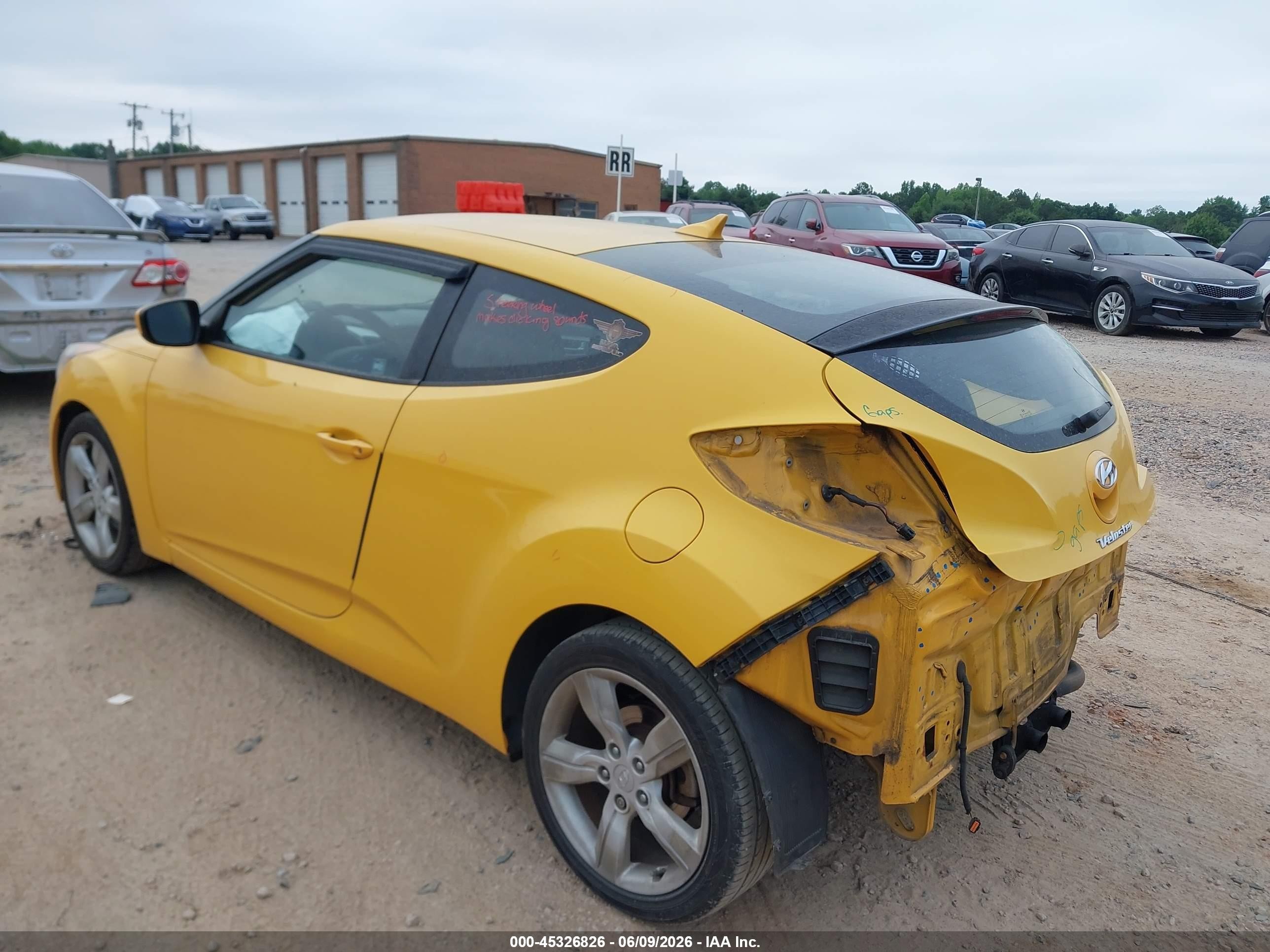2012 Hyundai Veloster Base W/black Yellow vin: KMHTC6AD3CU020793