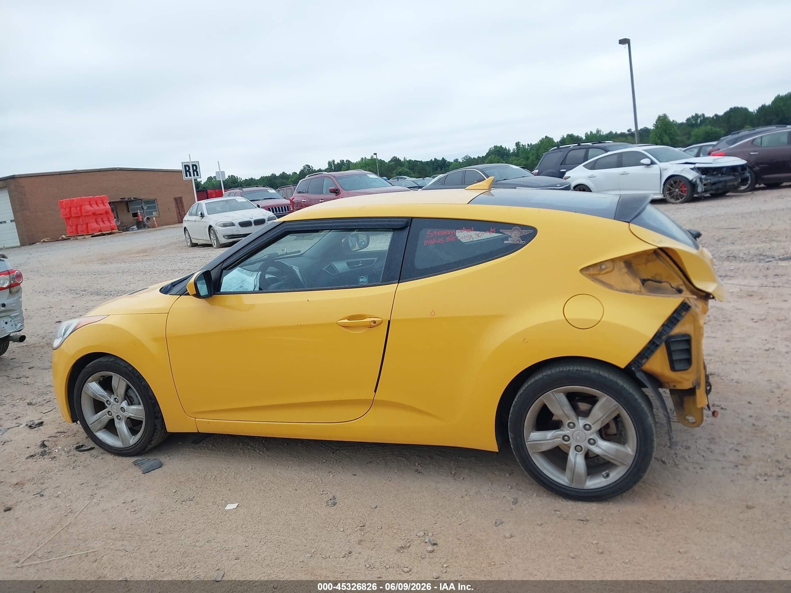 2012 Hyundai Veloster Base W/black Yellow vin: KMHTC6AD3CU020793