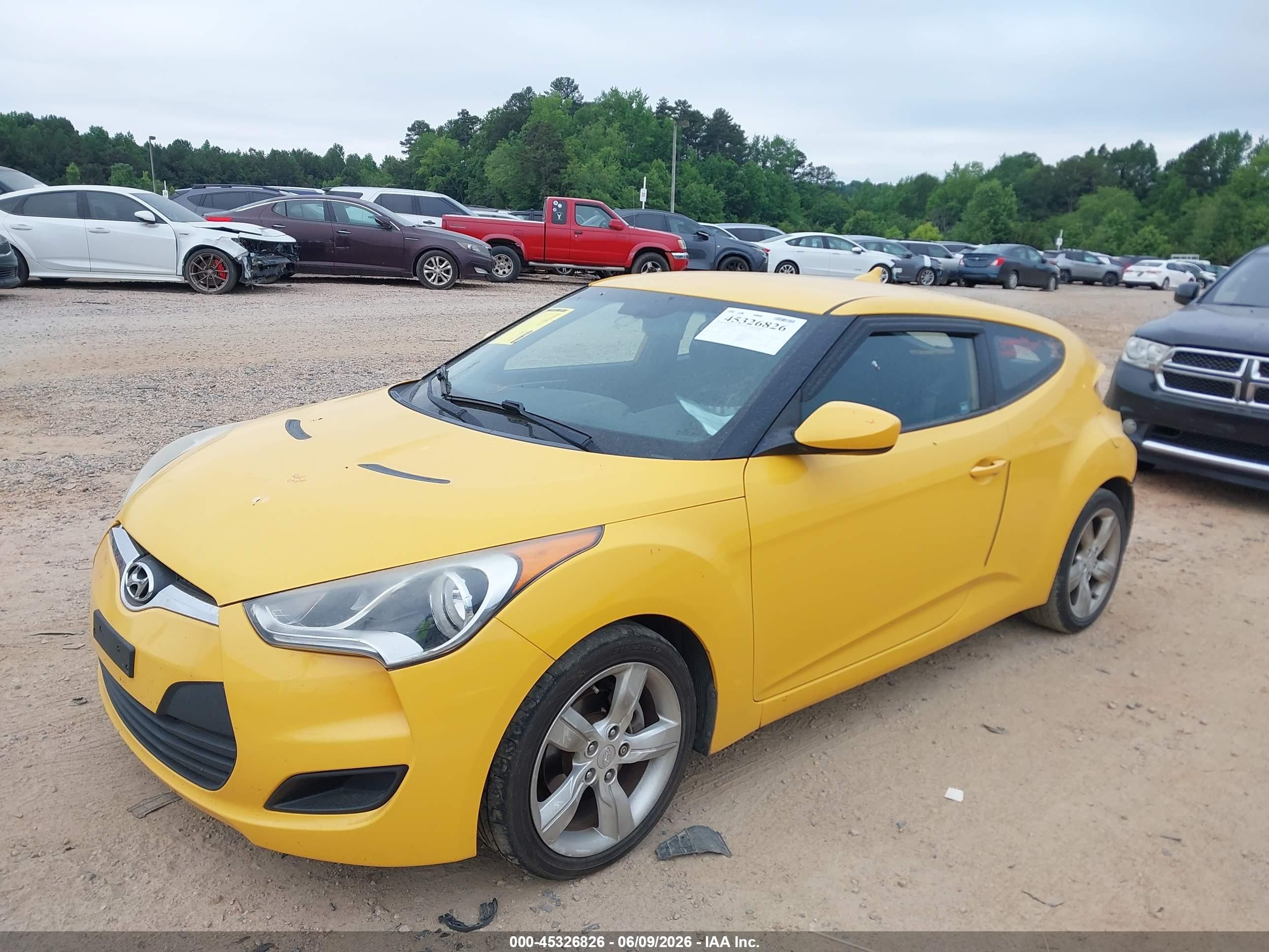 2012 Hyundai Veloster Base W/black Yellow vin: KMHTC6AD3CU020793