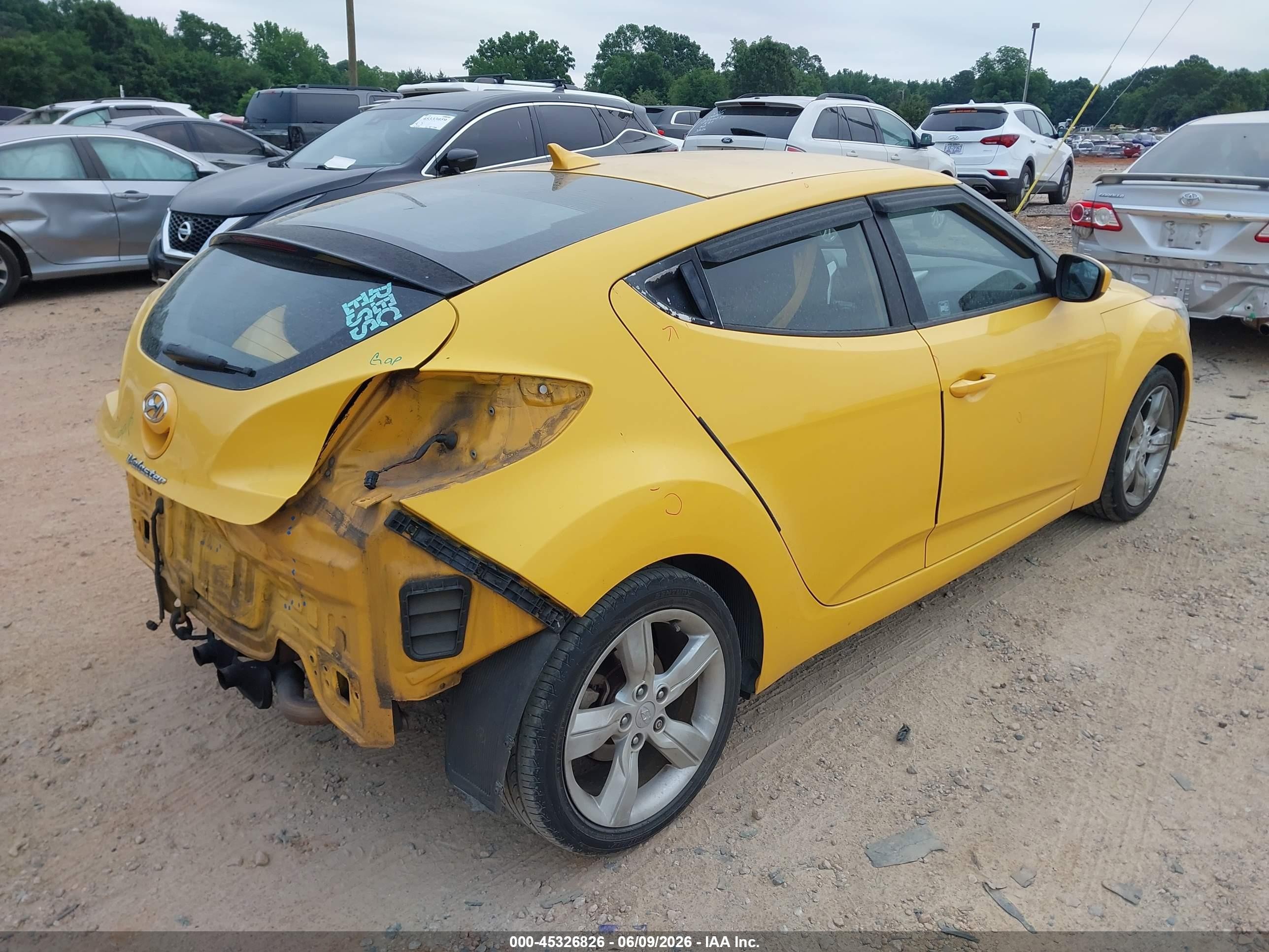 2012 Hyundai Veloster Base W/black Yellow vin: KMHTC6AD3CU020793