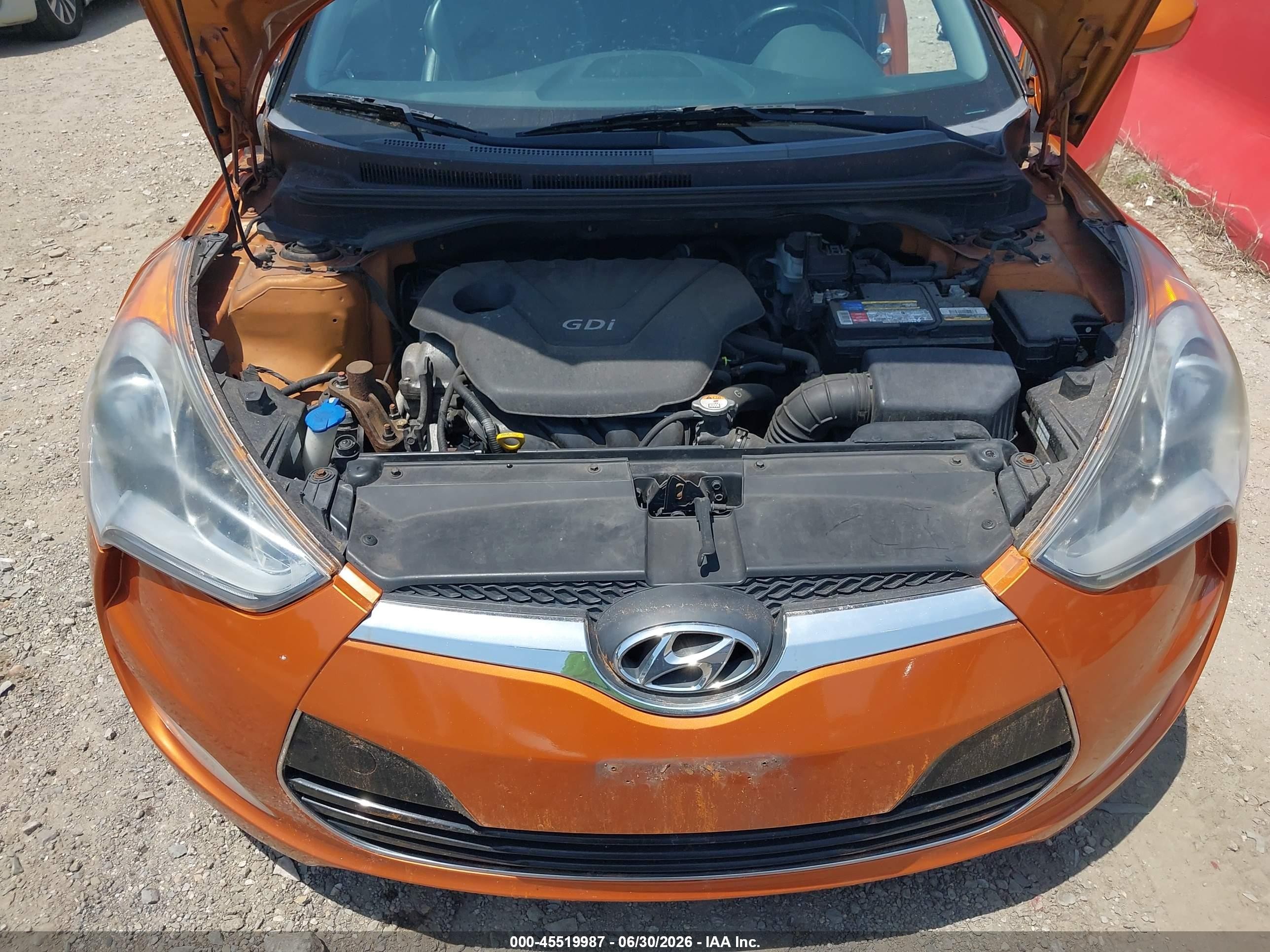 2012 Hyundai Veloster Base W/black Orange vin: KMHTC6AD3CU029901