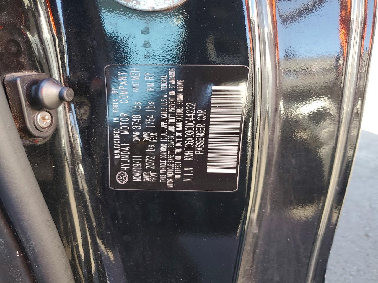 2012 Hyundai Veloster Base Black vin: KMHTC6AD3CU044222