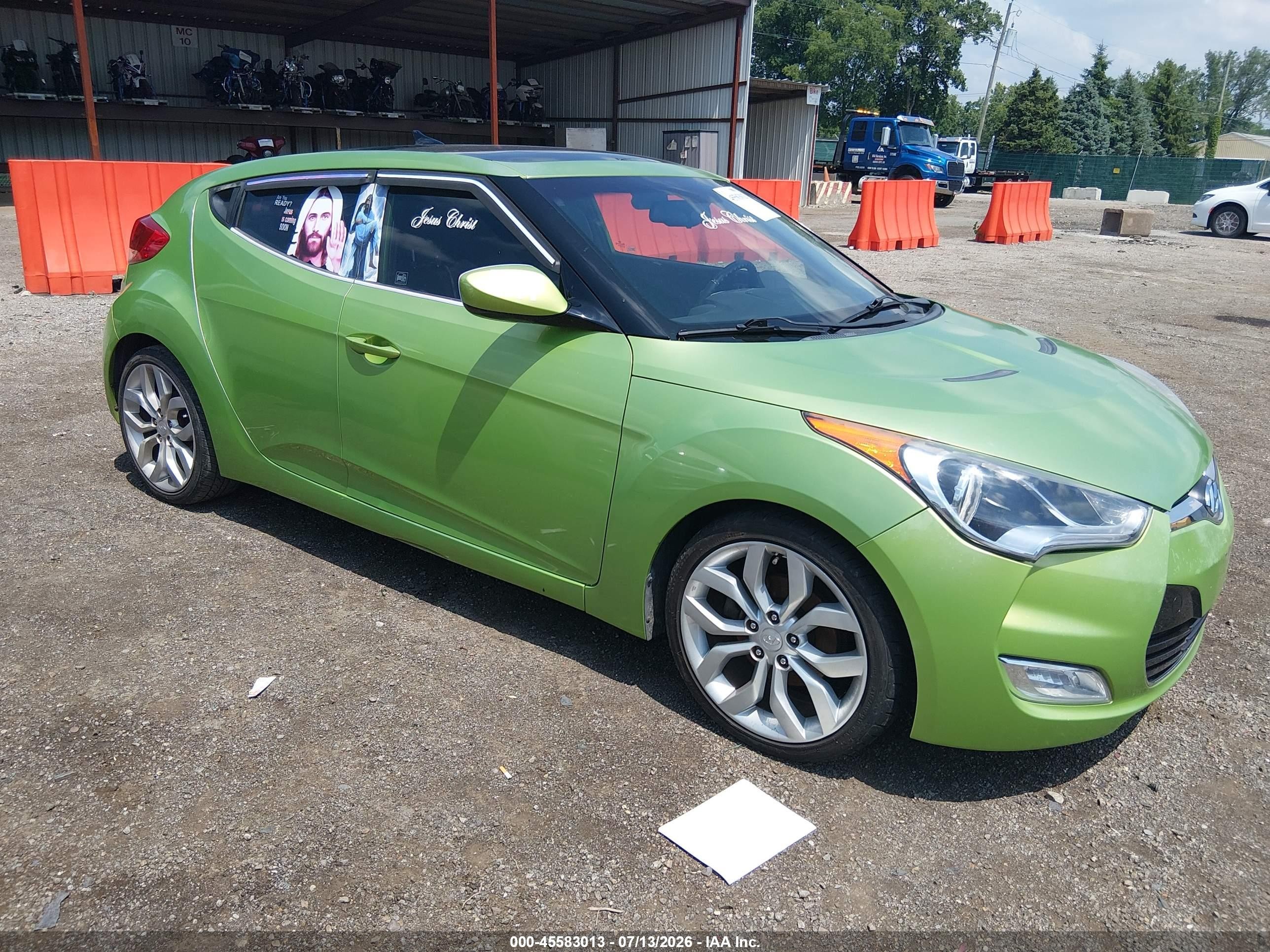 2012 Hyundai Veloster Base W/black Green vin: KMHTC6AD3CU066267