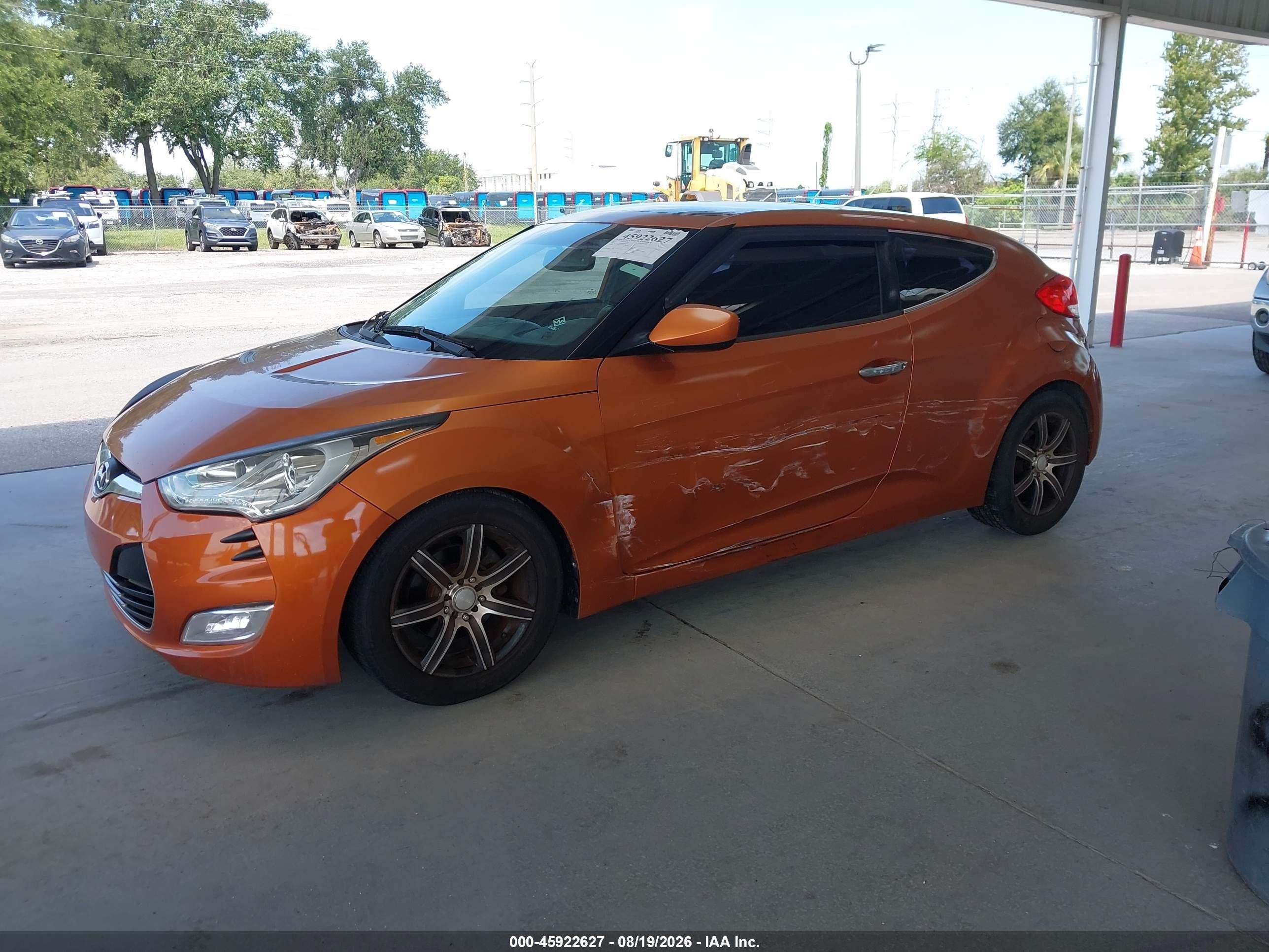 2012 Hyundai Veloster Base W/black Orange vin: KMHTC6AD3CU074787