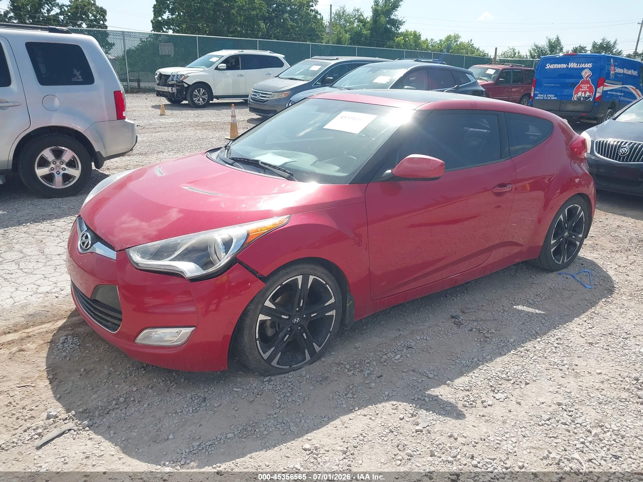 2013 Hyundai Veloster Base W/gray Red vin: KMHTC6AD3DU091915