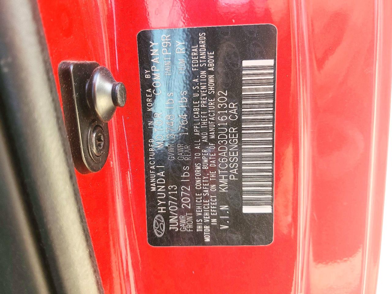 2013 Hyundai Veloster Re Mix Red vin: KMHTC6AD3DU161302
