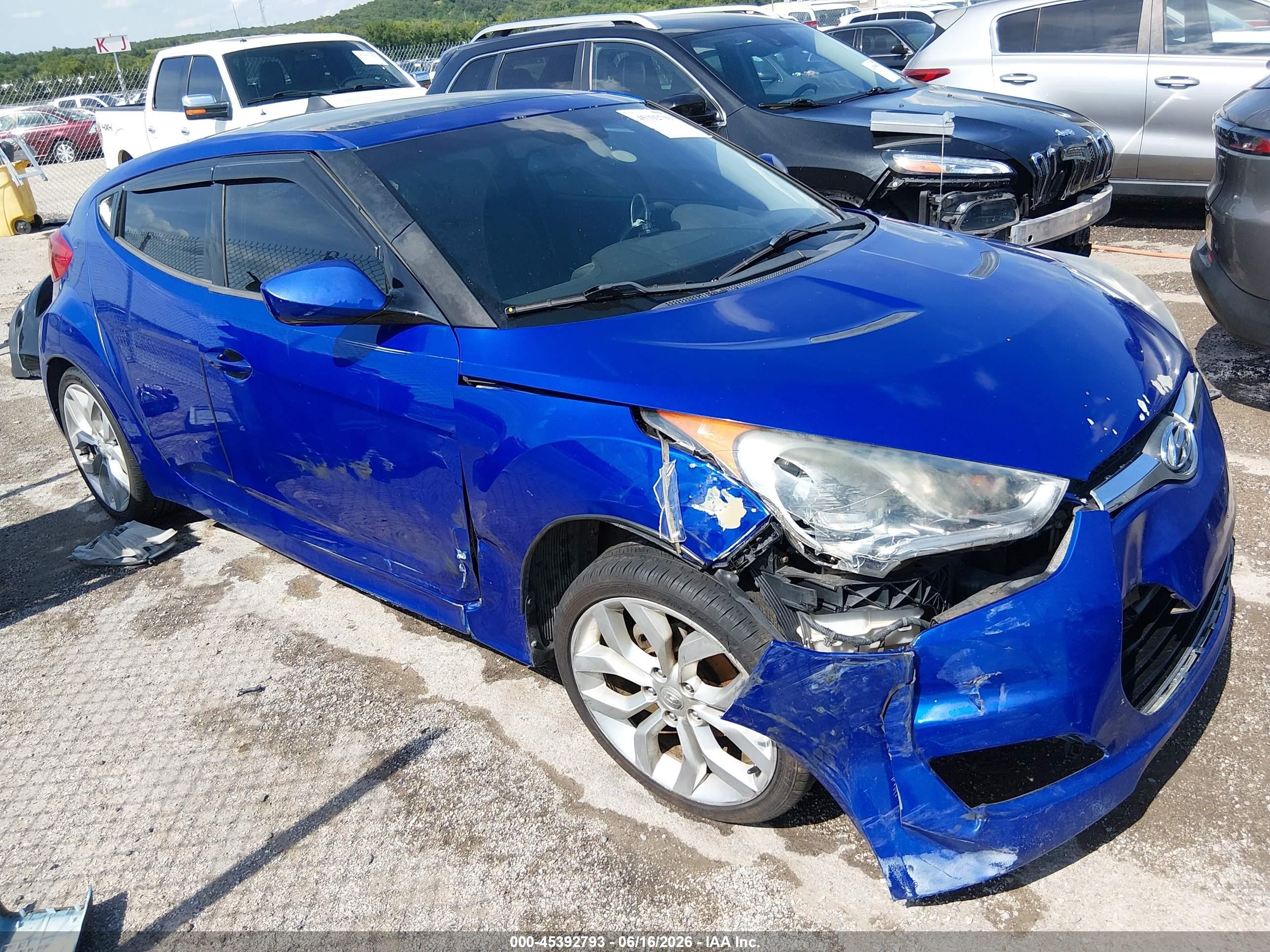 2012 Hyundai Veloster Base W/black Blue vin: KMHTC6AD4CU036453