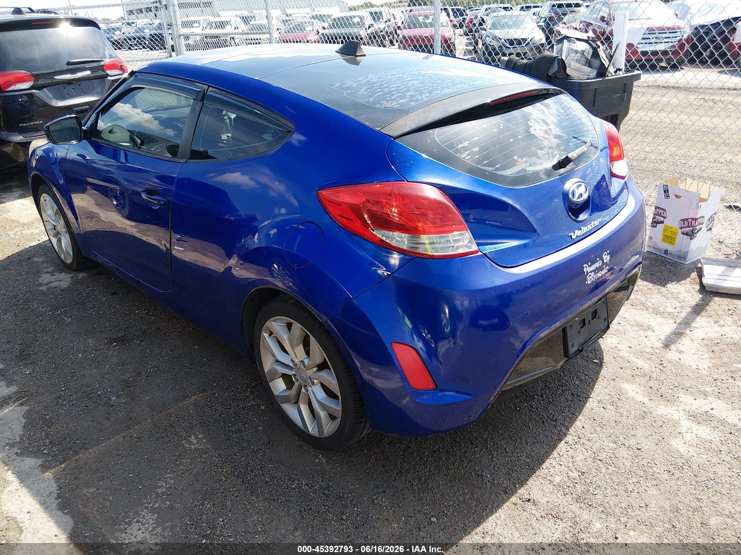 2012 Hyundai Veloster Base W/black Blue vin: KMHTC6AD4CU036453