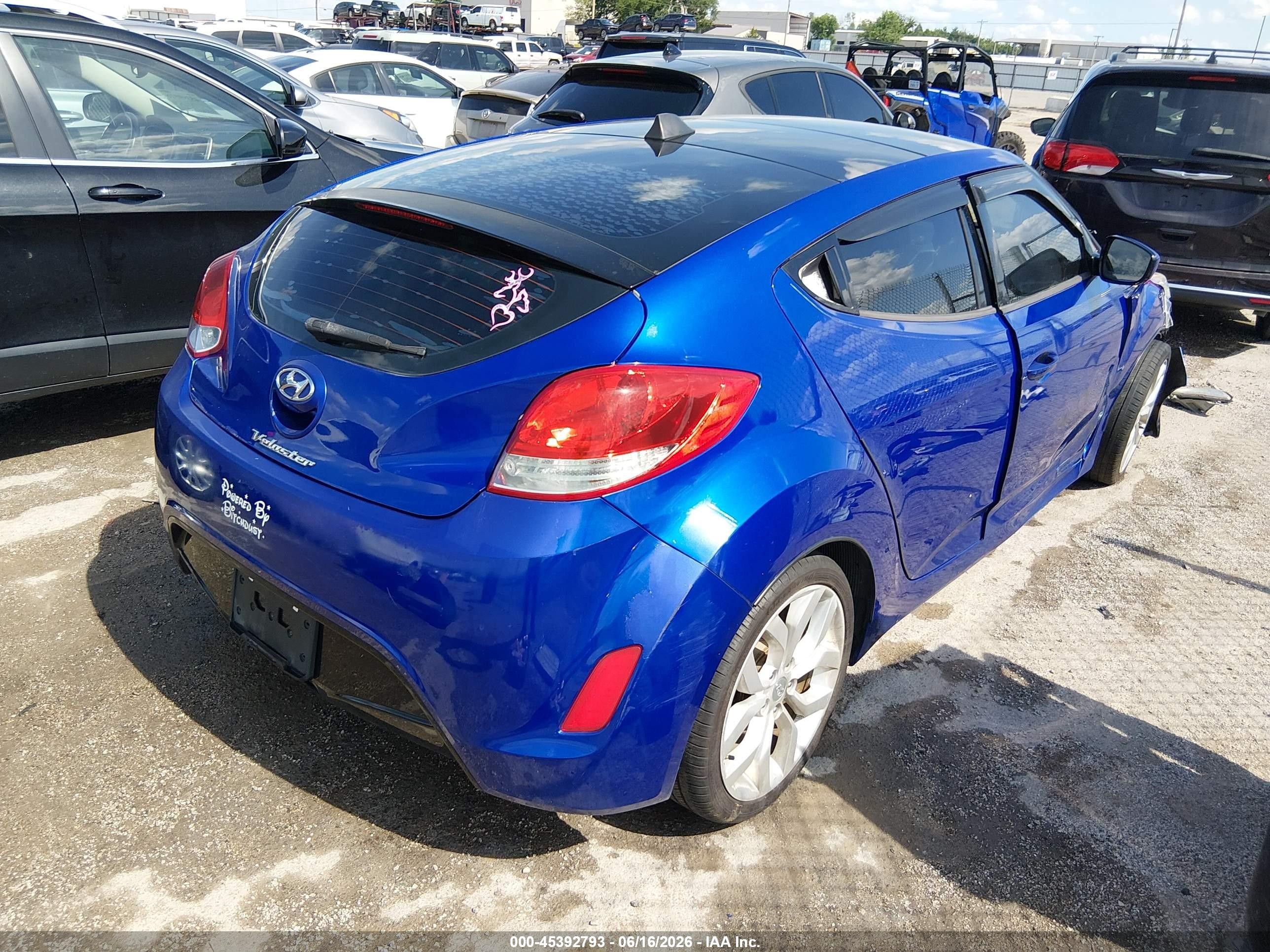 2012 Hyundai Veloster Base W/black Blue vin: KMHTC6AD4CU036453