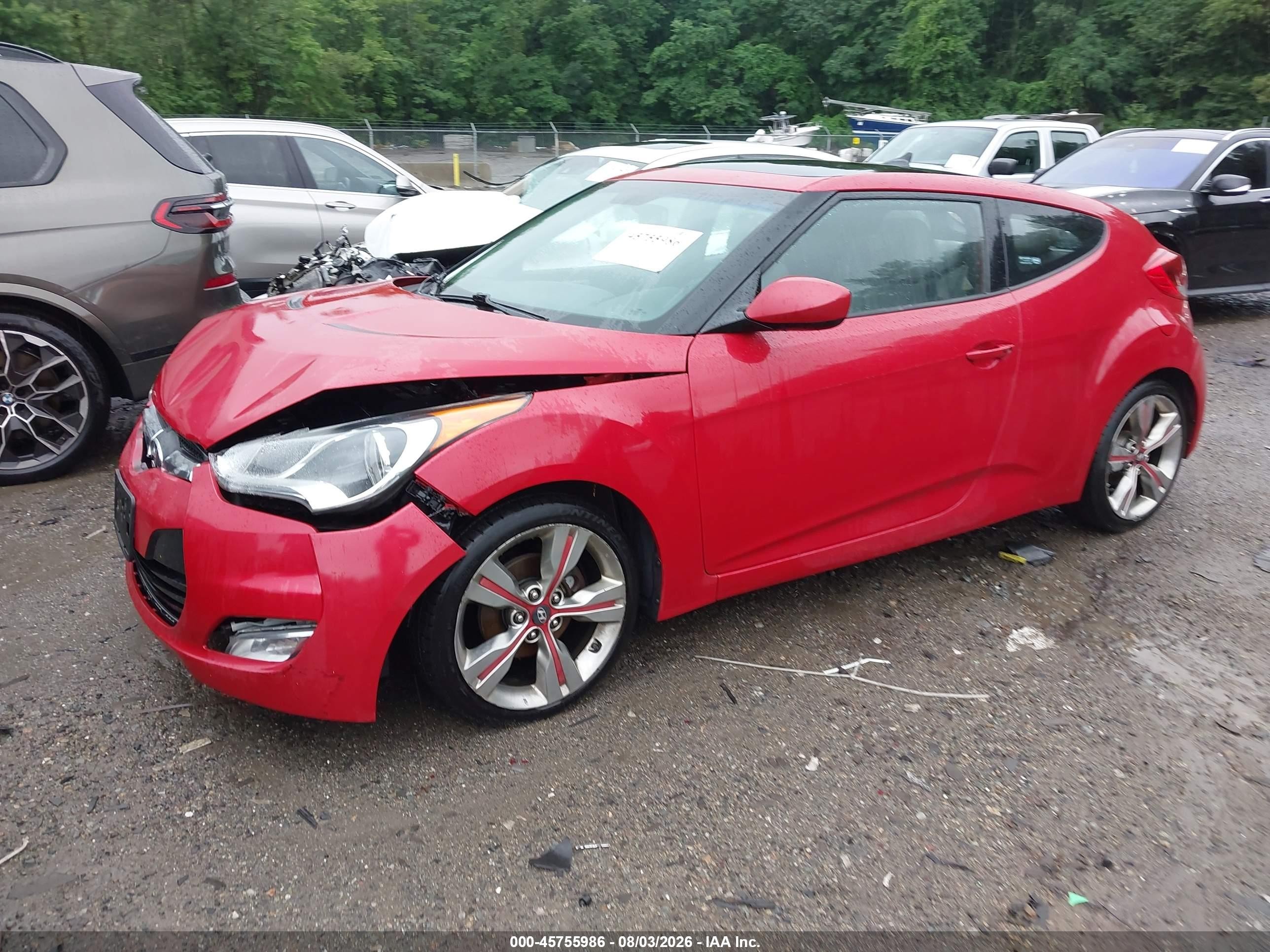 2012 Hyundai Veloster Base W/gray Red vin: KMHTC6AD4CU048666