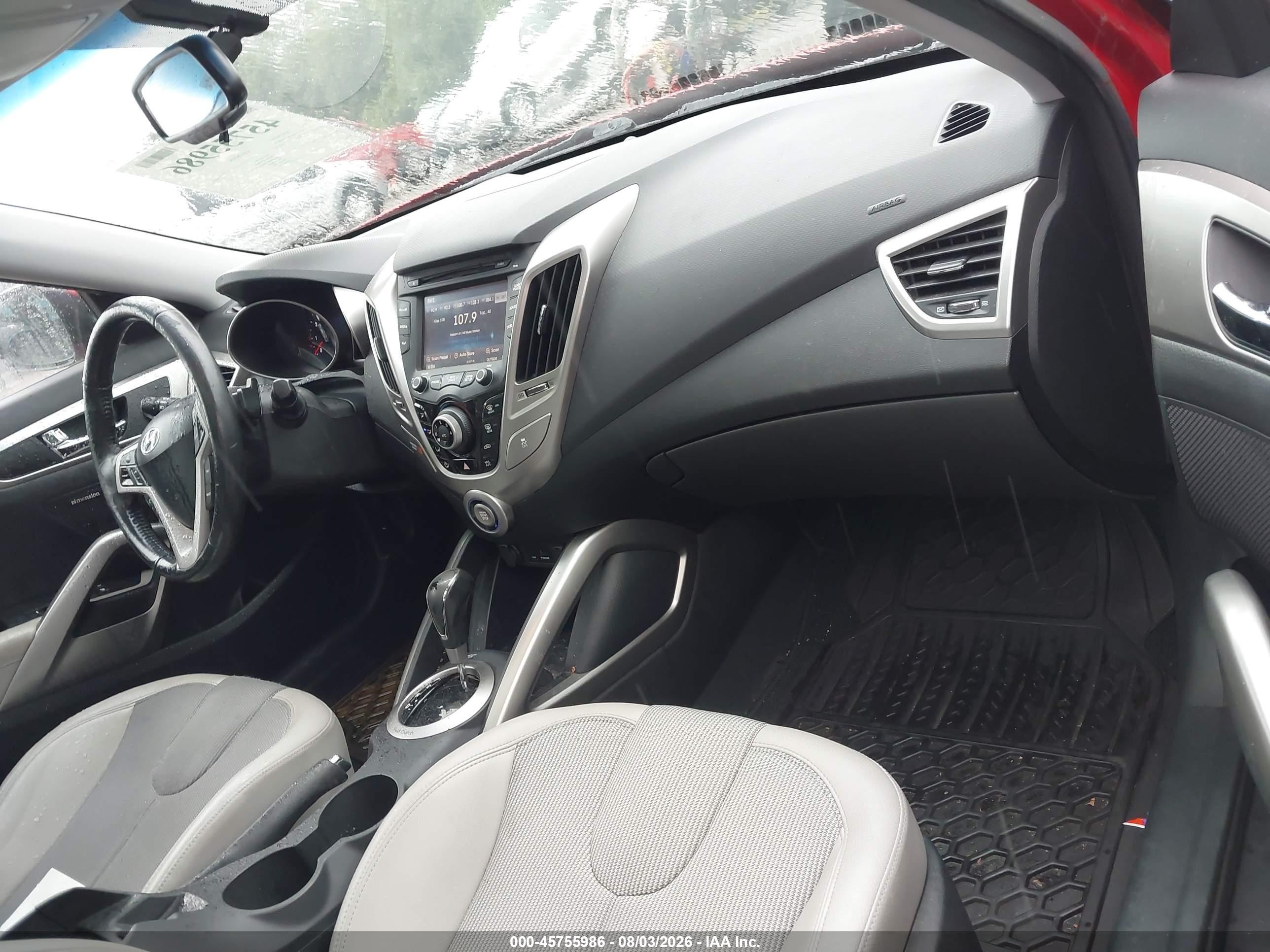 2012 Hyundai Veloster Base W/gray Red vin: KMHTC6AD4CU048666
