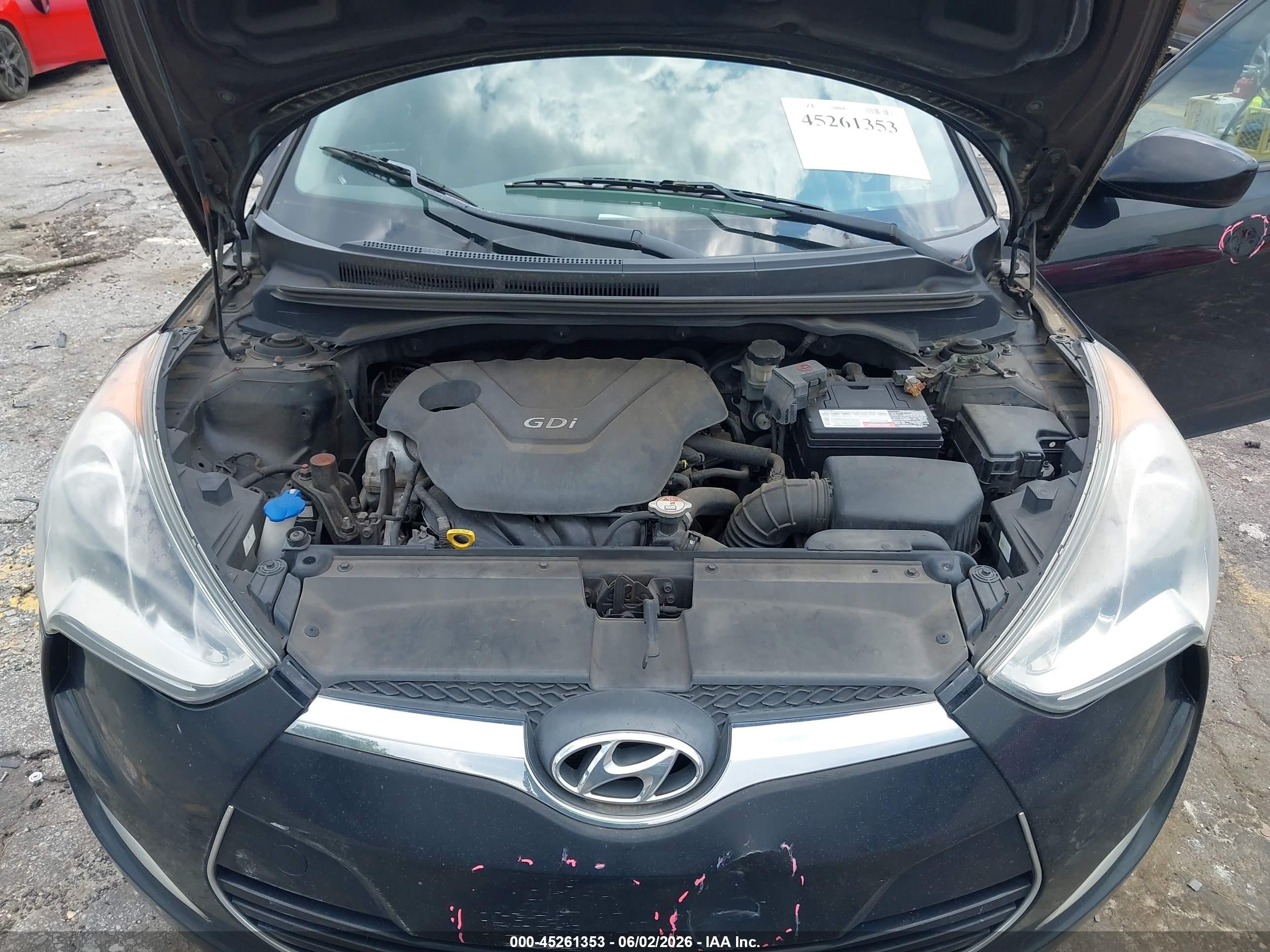 2012 Hyundai Veloster Base W/black Black vin: KMHTC6AD4CU052796