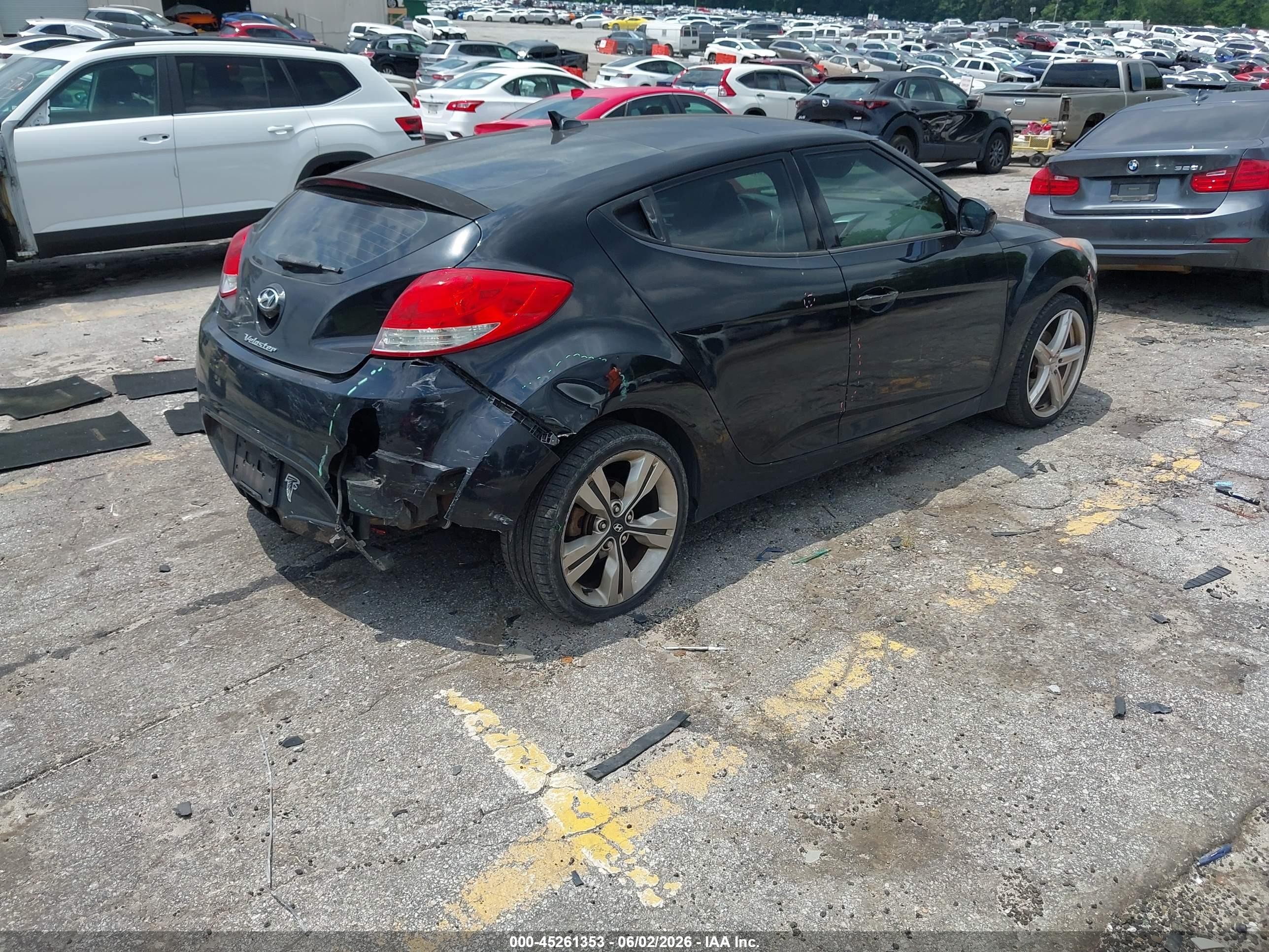 2012 Hyundai Veloster Base W/black Black vin: KMHTC6AD4CU052796