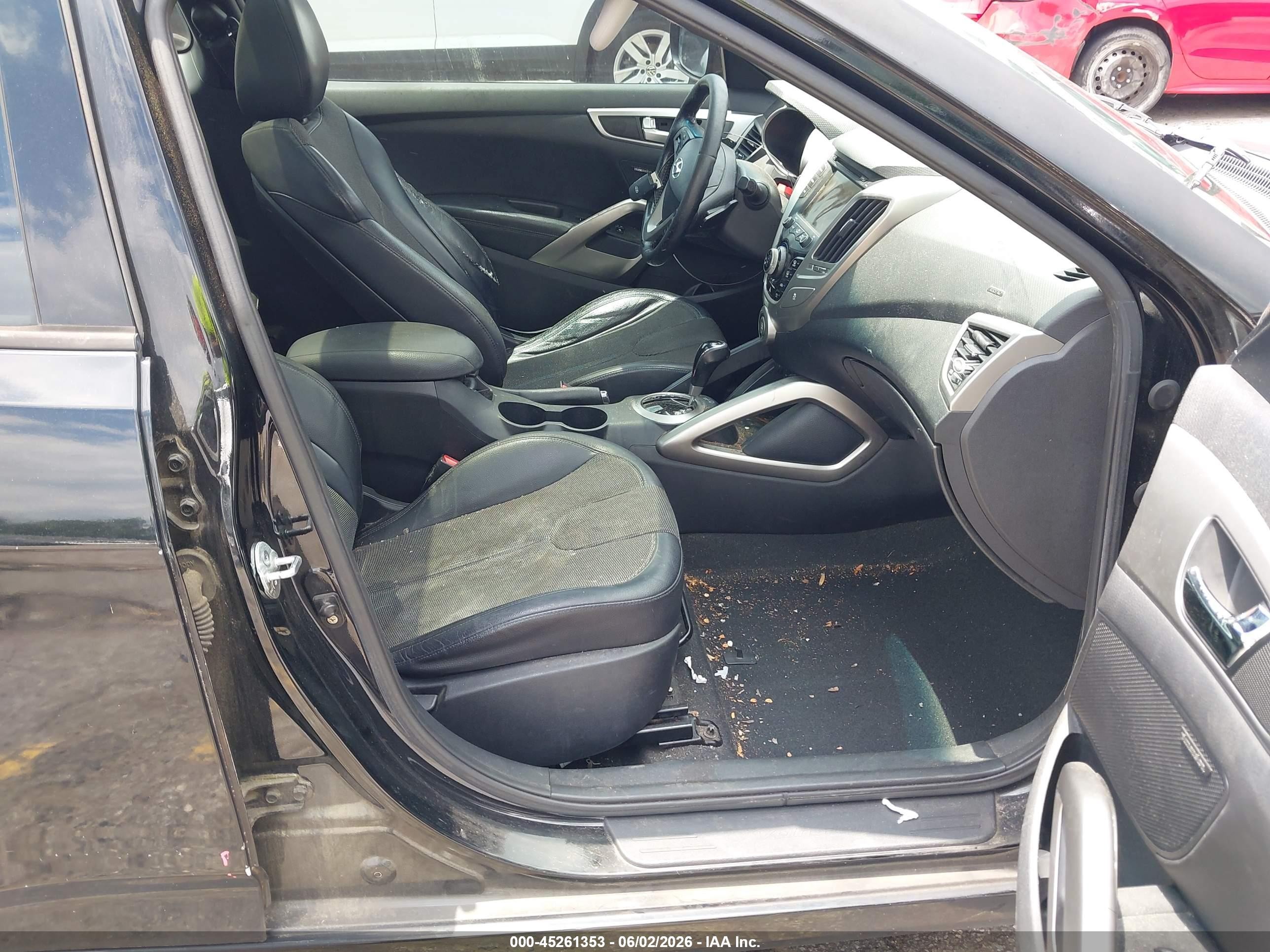 2012 Hyundai Veloster Base W/black Black vin: KMHTC6AD4CU052796