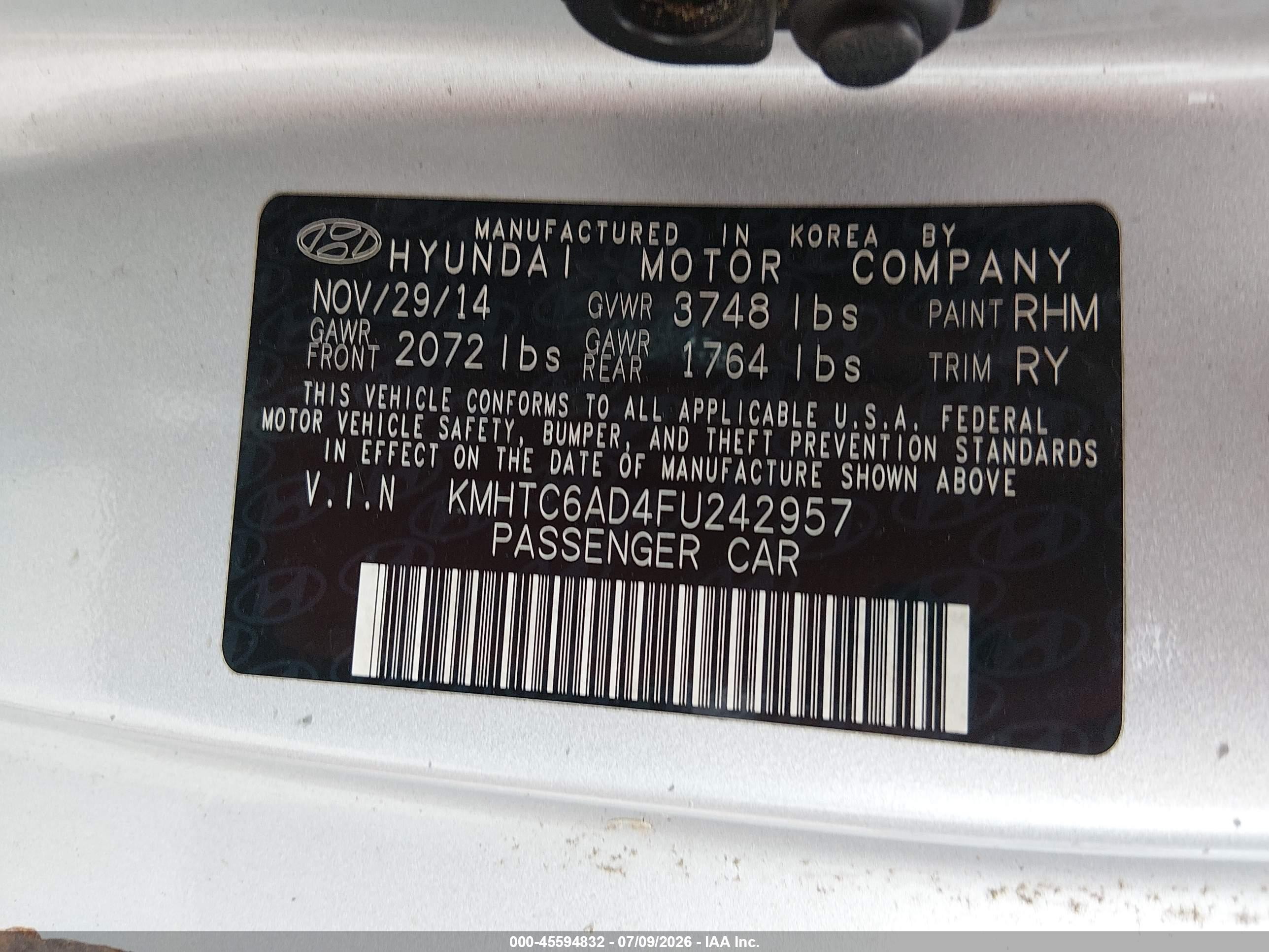 2015 Hyundai Veloster   Silver vin: KMHTC6AD4FU242957