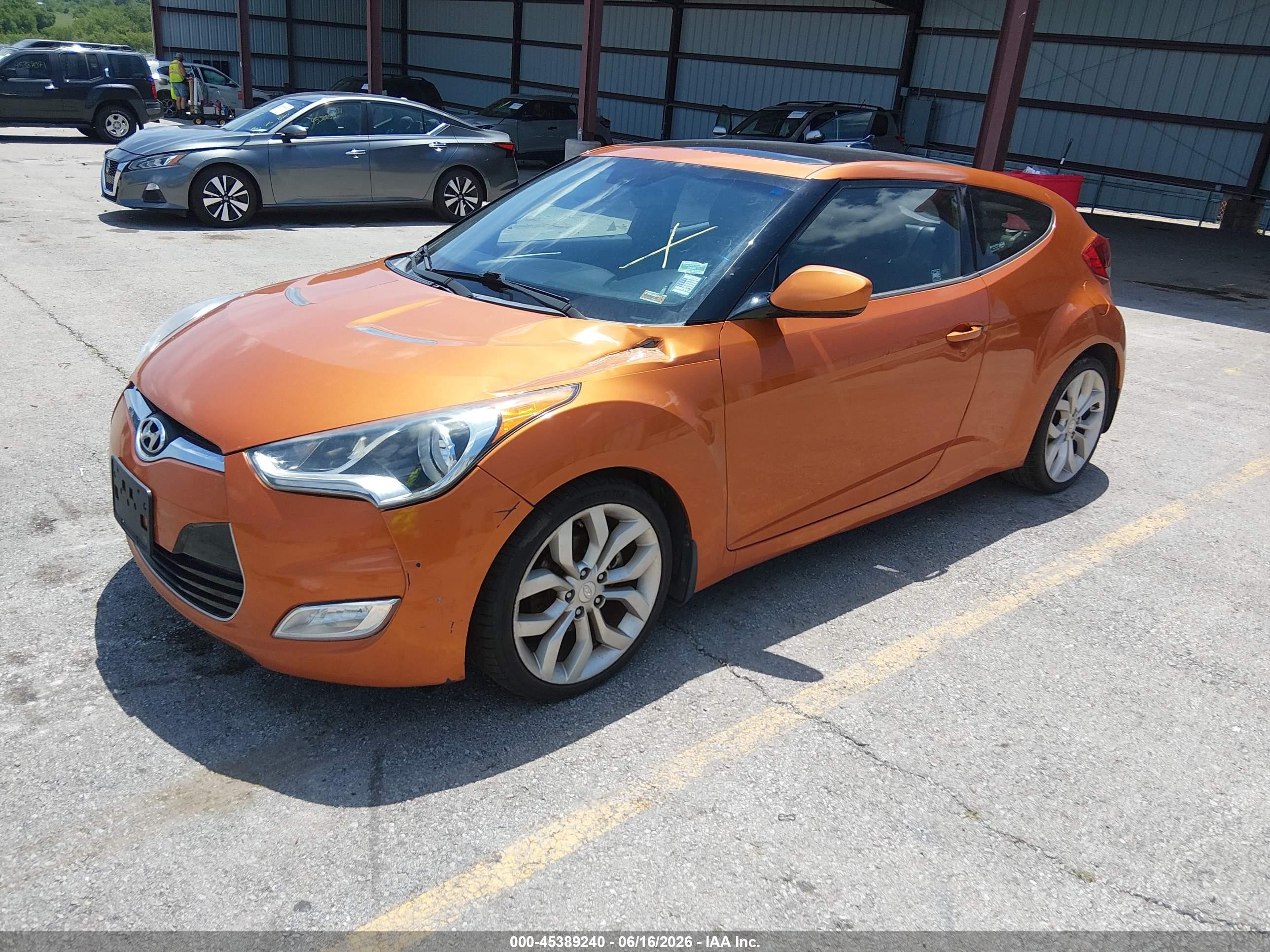 2012 Hyundai Veloster Base W/black Orange vin: KMHTC6AD5CU028331