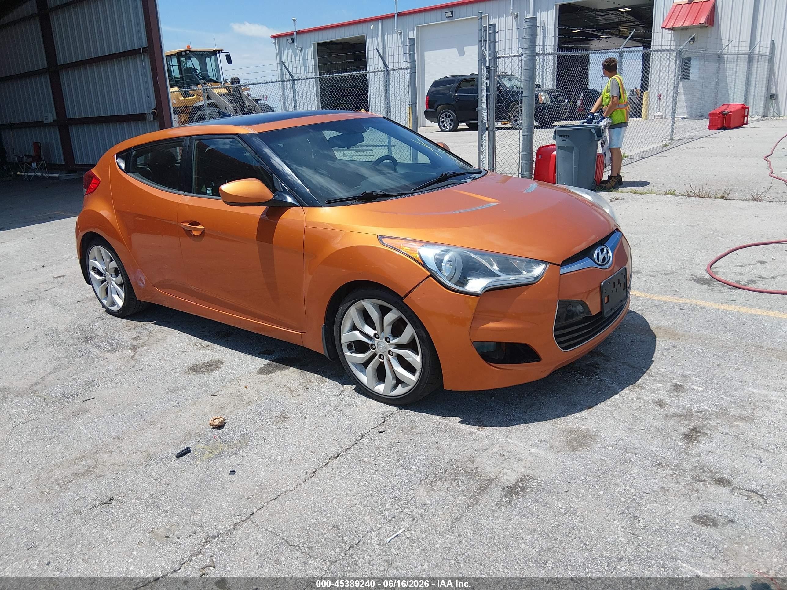 2012 Hyundai Veloster Base W/black Orange vin: KMHTC6AD5CU028331