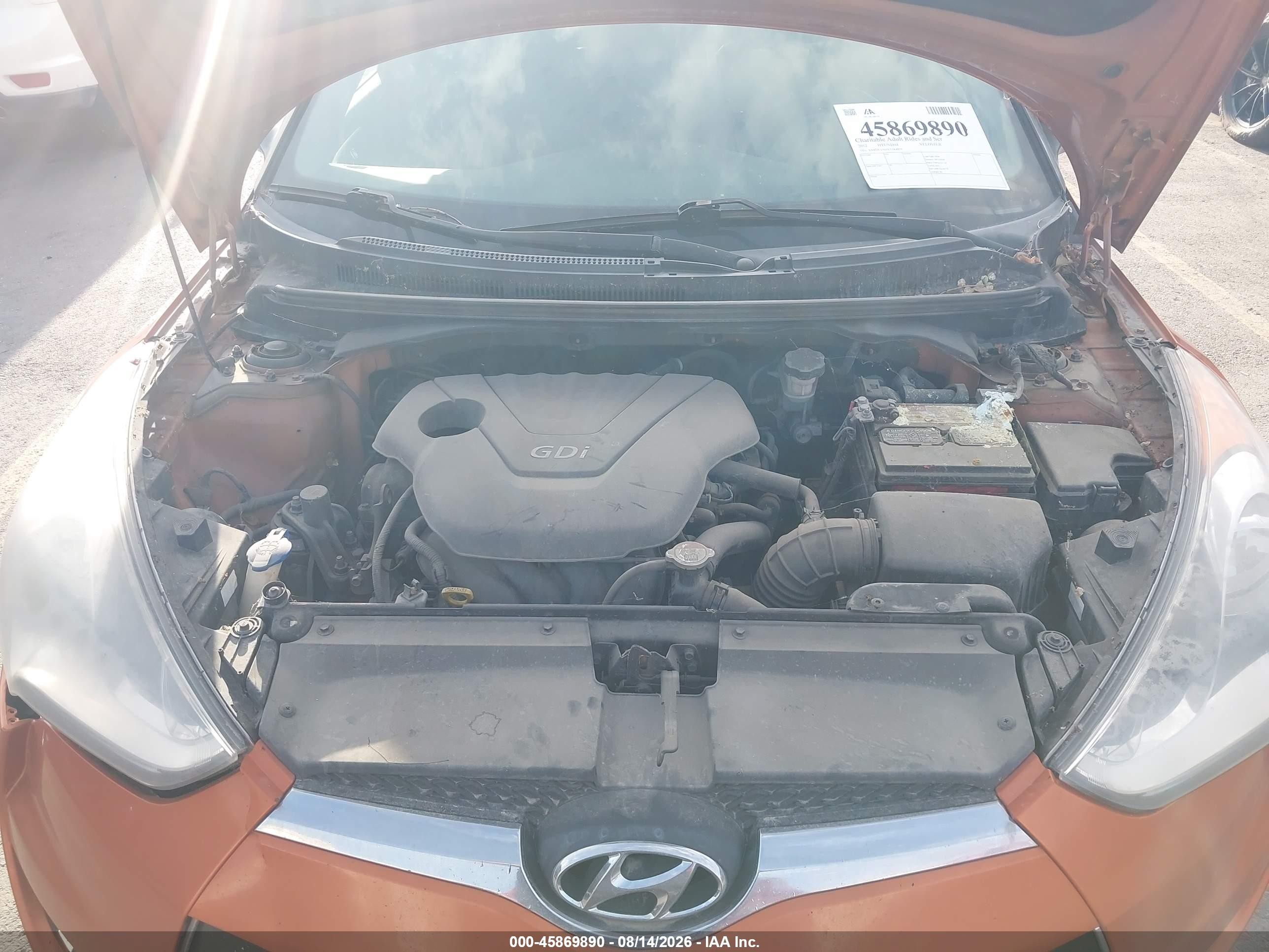 2012 Hyundai Veloster Base W/black Оранжевый vin: KMHTC6AD5CU068859