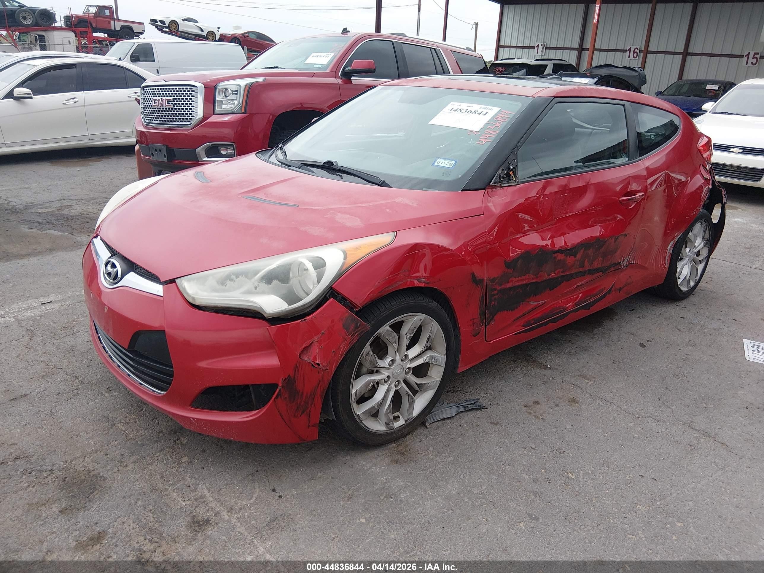 2013 Hyundai Veloster Base W/black Red vin: KMHTC6AD5DU135736