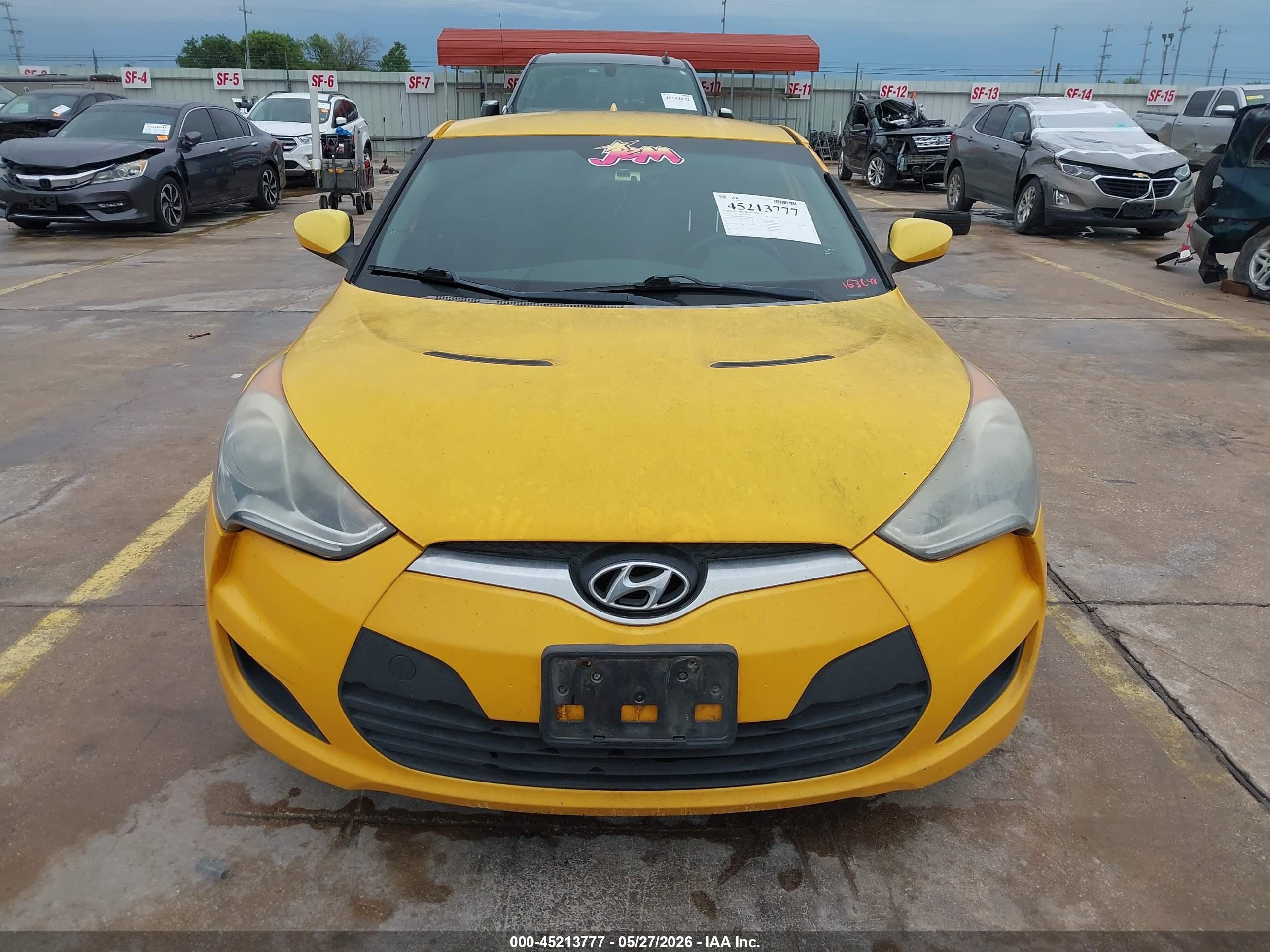 2013 Hyundai Veloster Base W/black Yellow vin: KMHTC6AD5DU163648