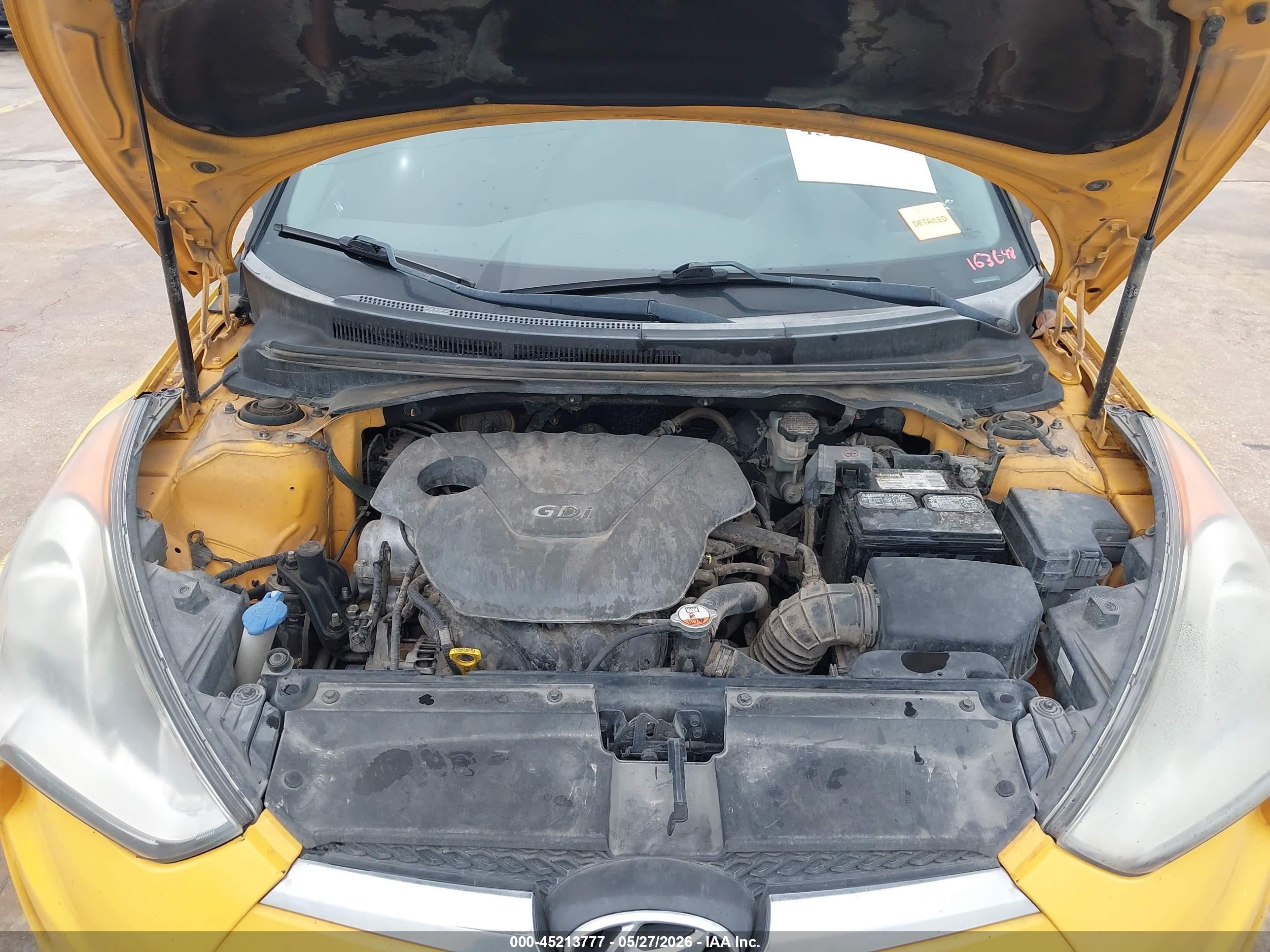 2013 Hyundai Veloster Base W/black Yellow vin: KMHTC6AD5DU163648