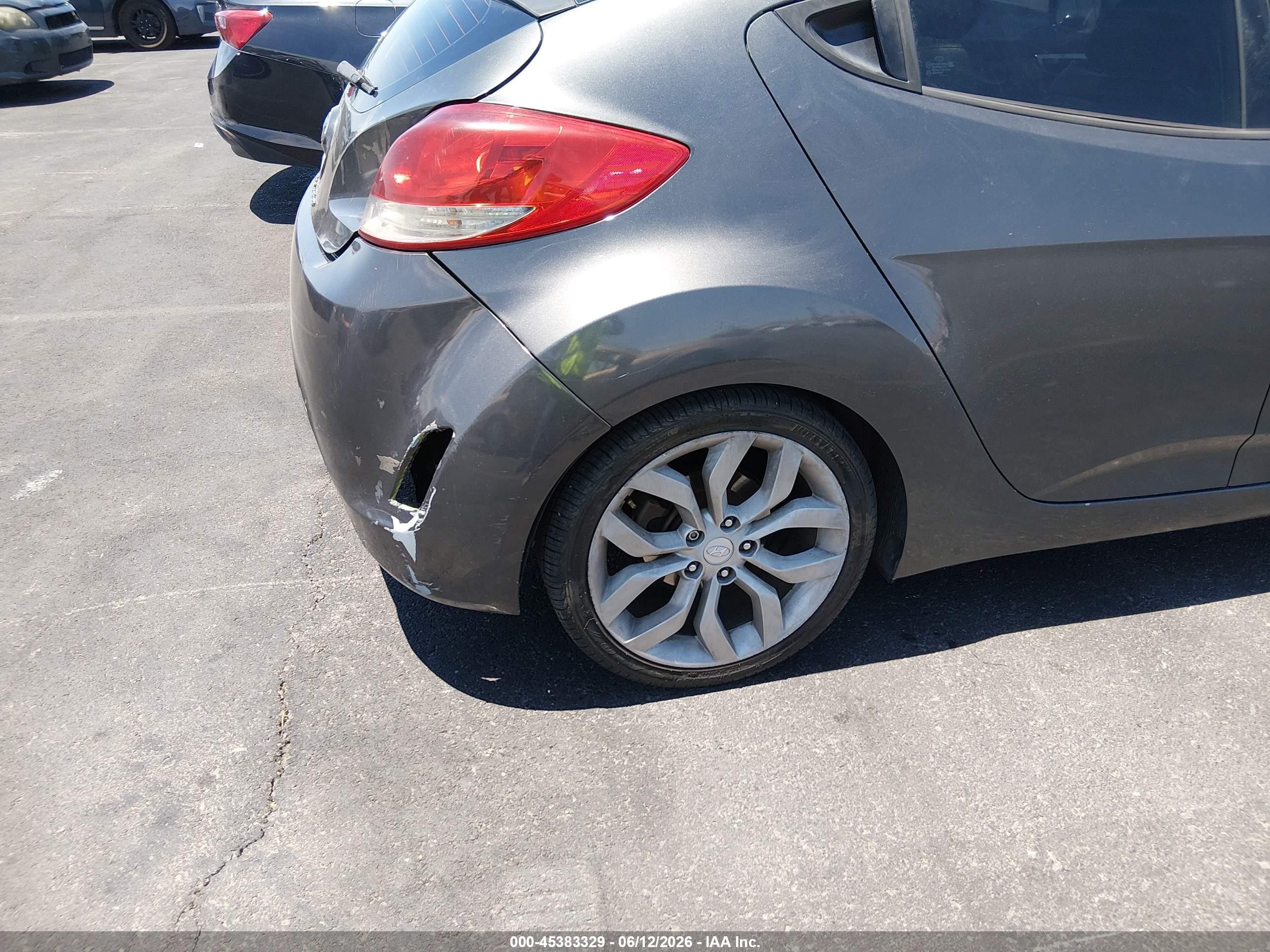 2012 Hyundai Veloster Base W/black Gray vin: KMHTC6AD6CU036227