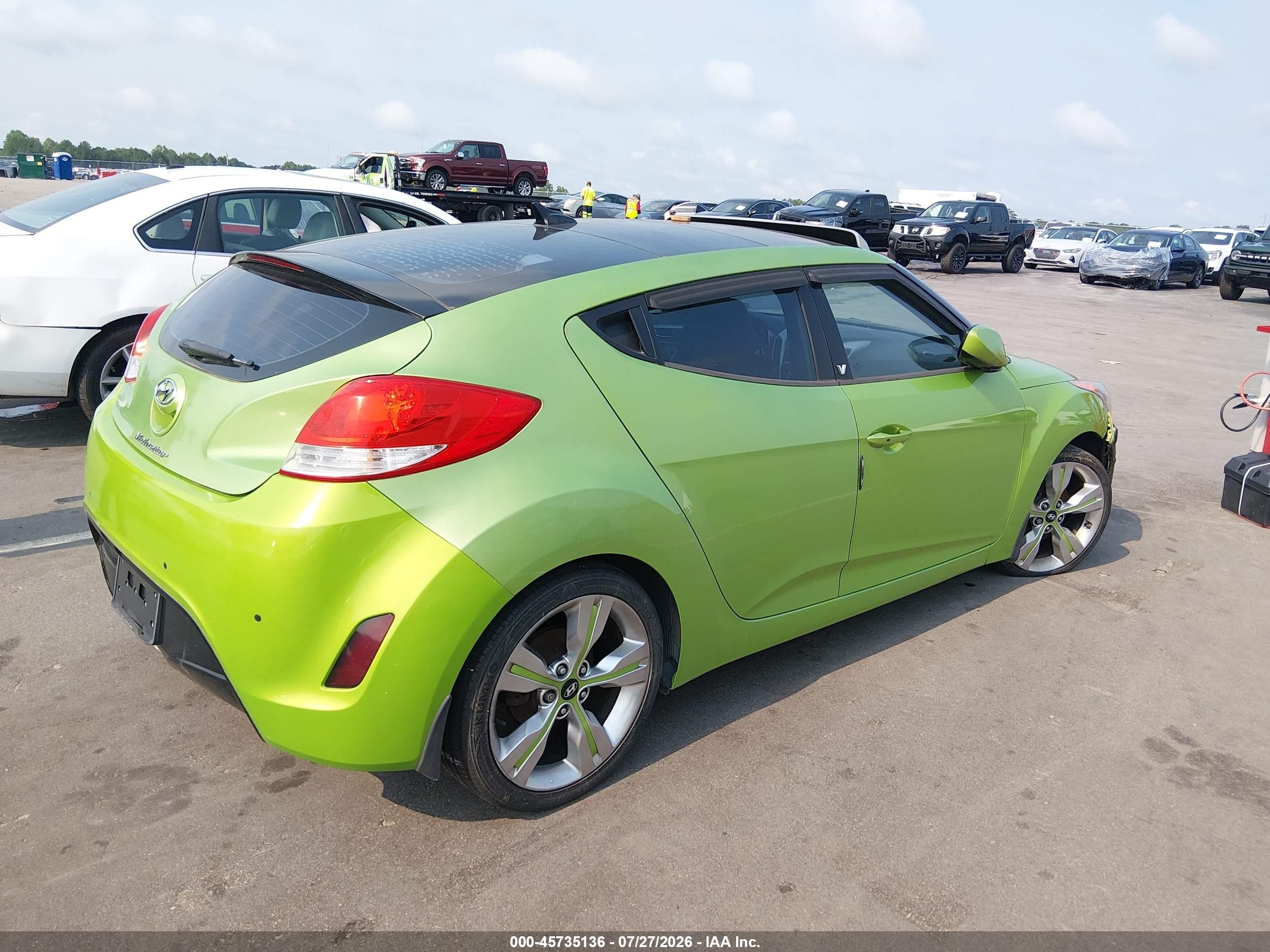 2012 Hyundai Veloster Base W/black Green vin: KMHTC6AD6CU059149
