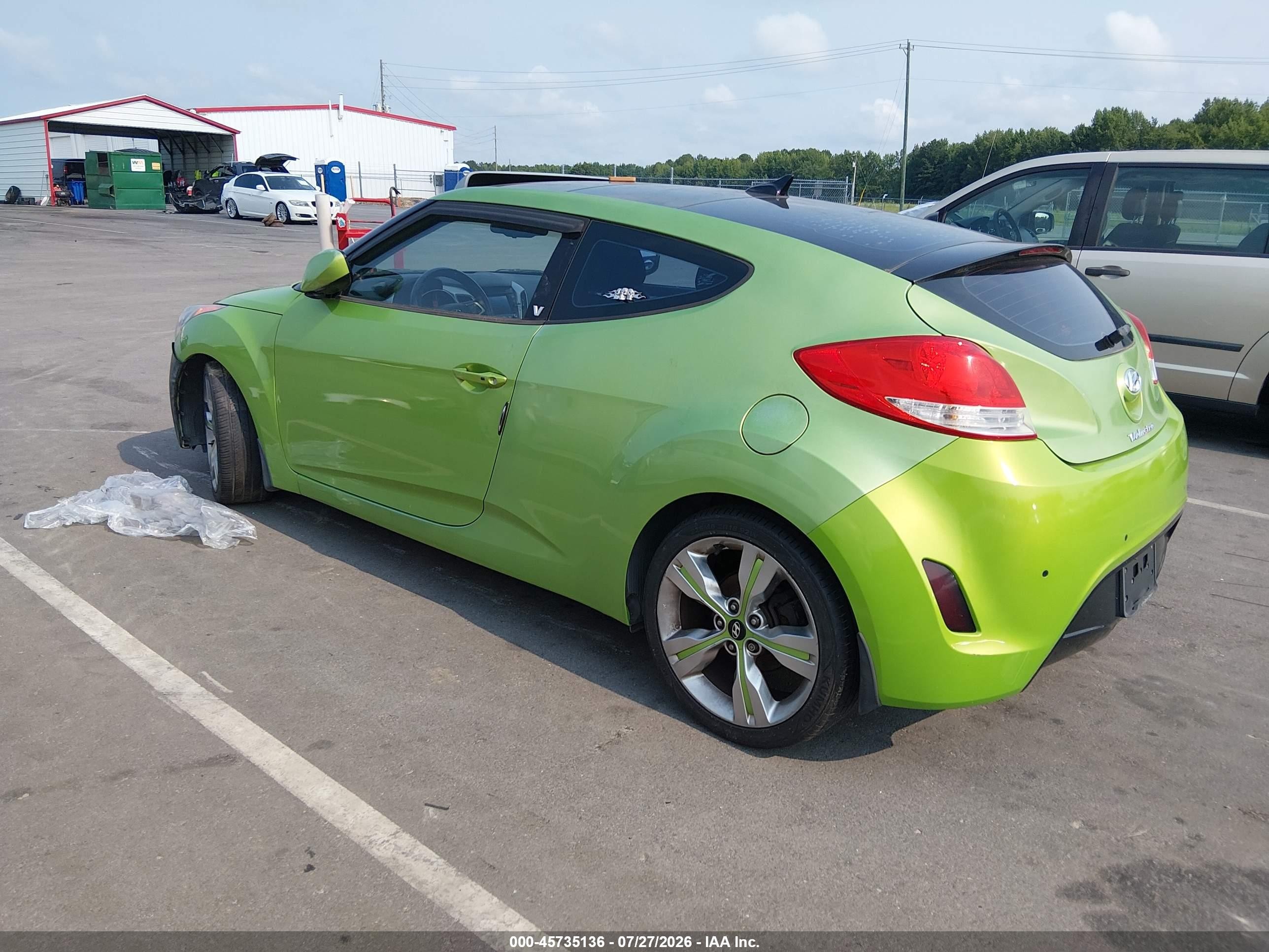 2012 Hyundai Veloster Base W/black Green vin: KMHTC6AD6CU059149