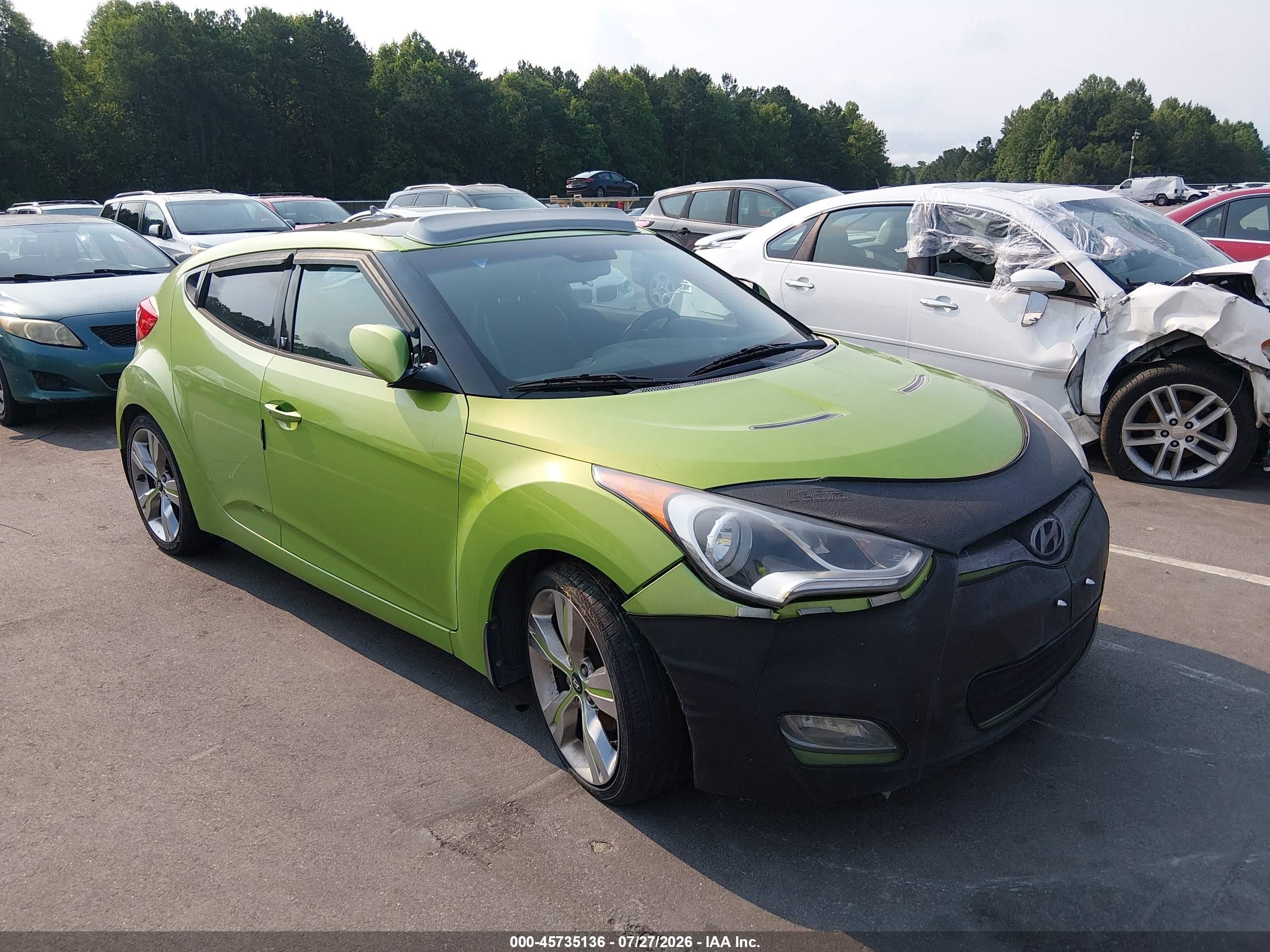 2012 Hyundai Veloster Base W/black Green vin: KMHTC6AD6CU059149