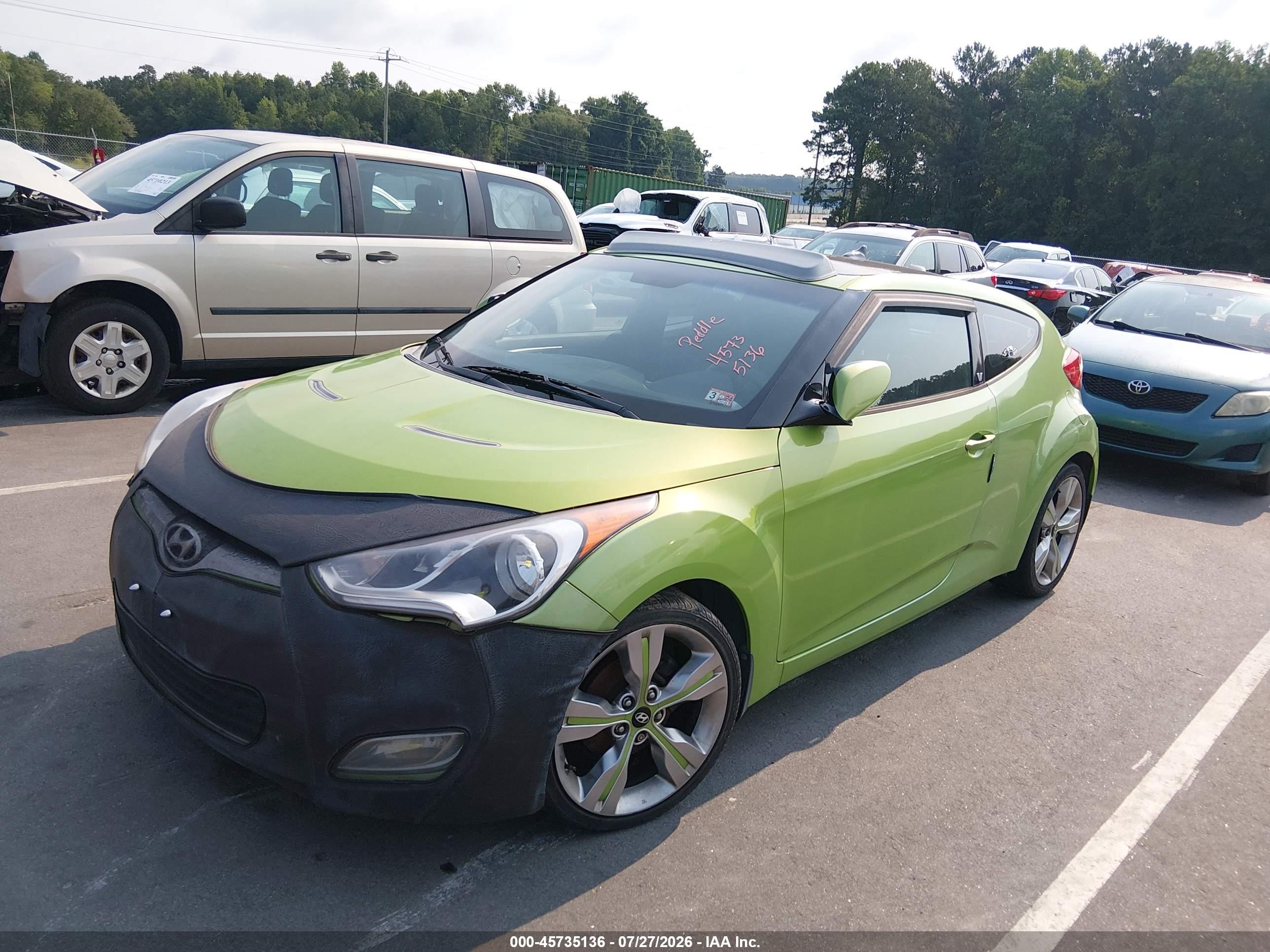 2012 Hyundai Veloster Base W/black Green vin: KMHTC6AD6CU059149