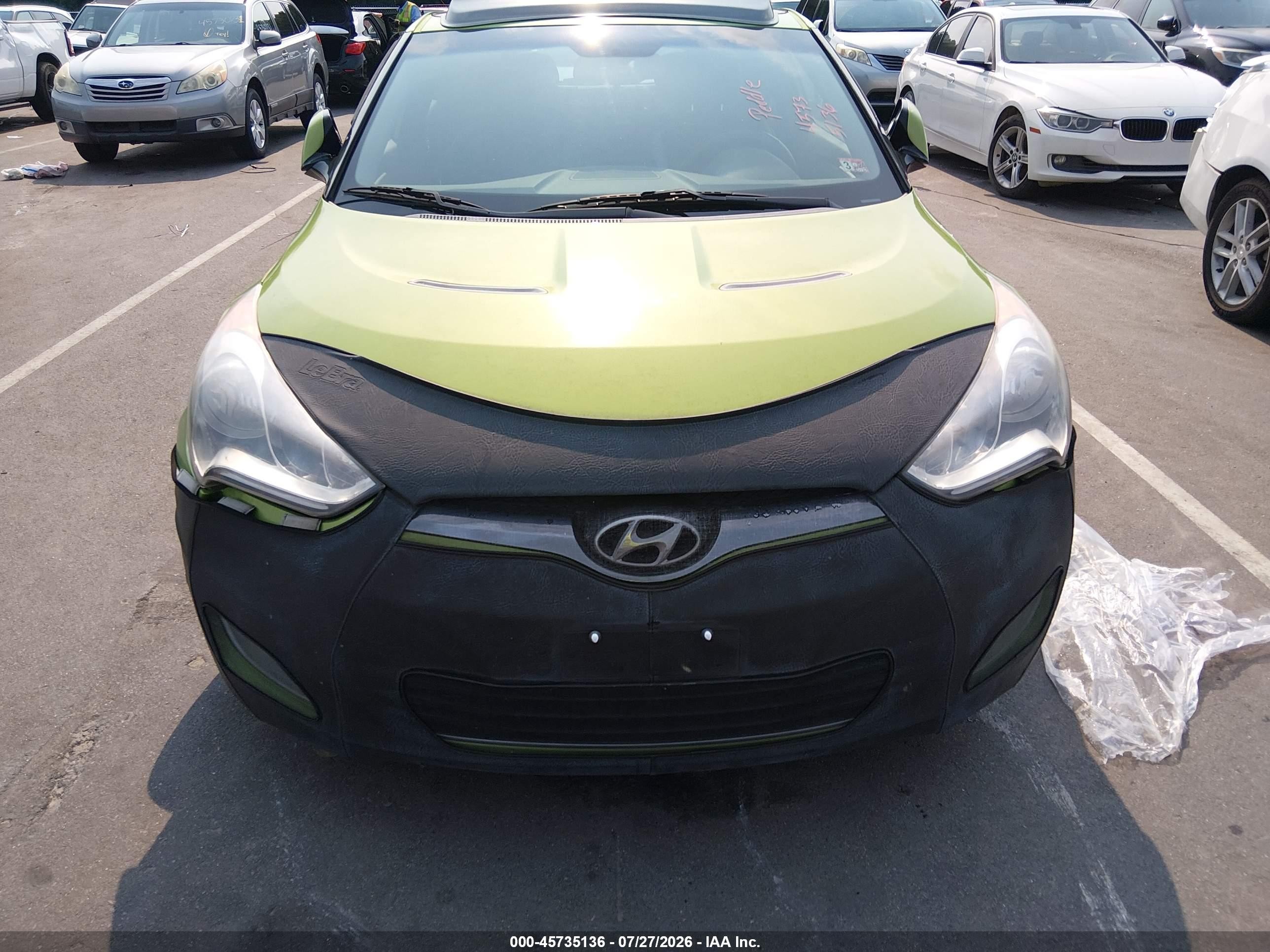 2012 Hyundai Veloster Base W/black Green vin: KMHTC6AD6CU059149