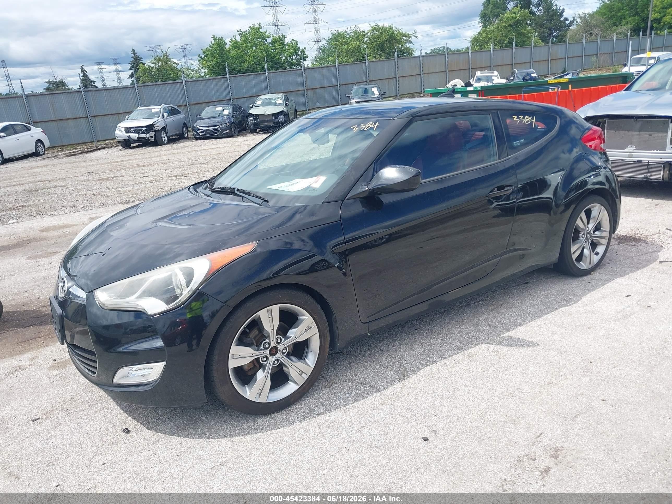 2014 Hyundai Veloster Base W/red Black vin: KMHTC6AD6EU199074