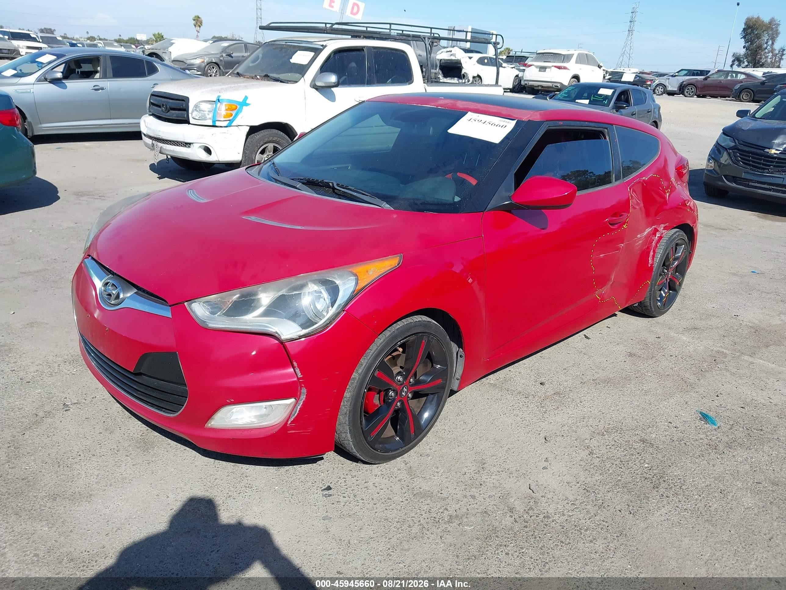 2015 Hyundai Veloster Flex Red vin: KMHTC6AD6FU228655
