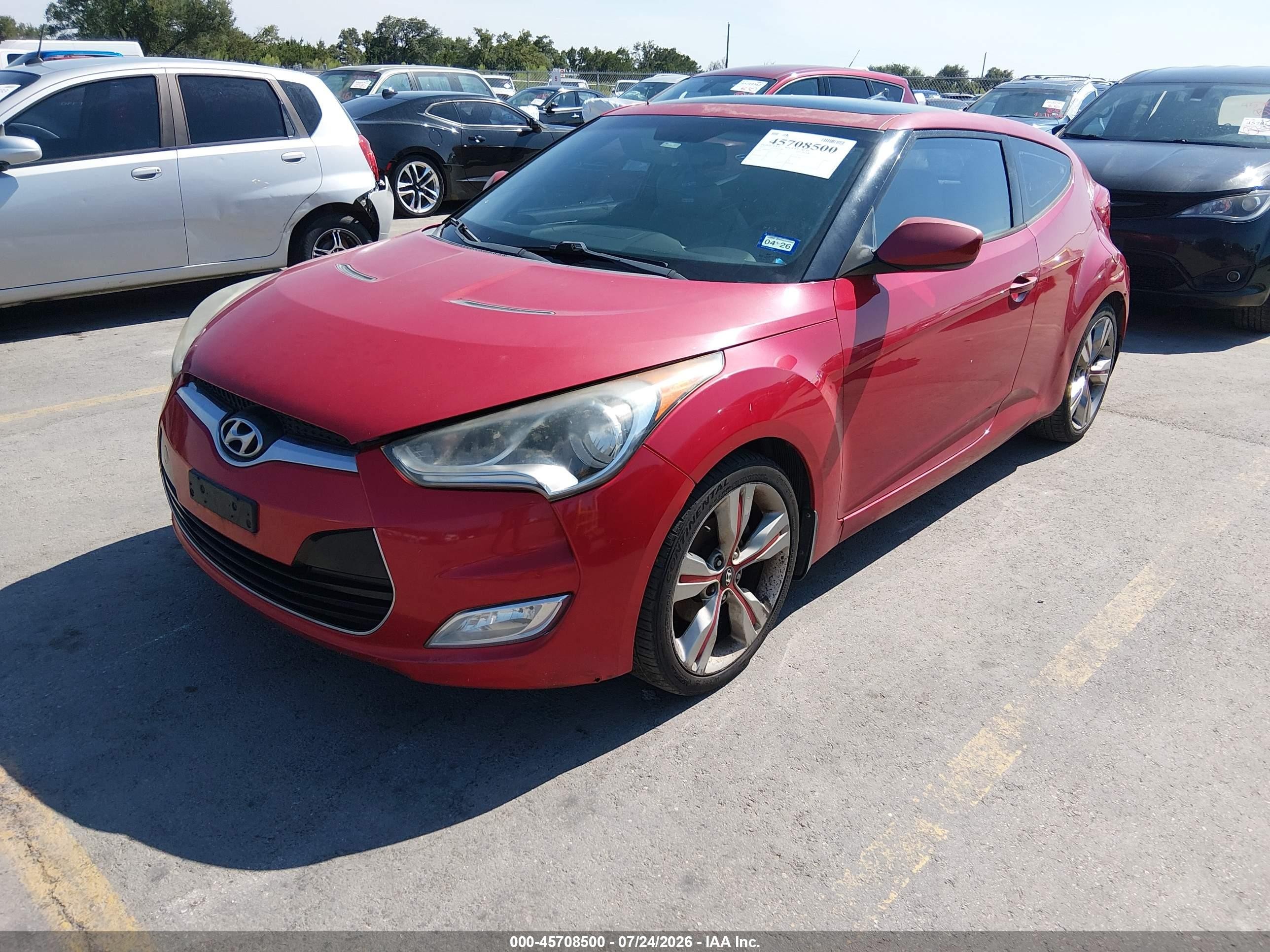 2012 Hyundai Veloster Base W/gray Red vin: KMHTC6AD7CU023423