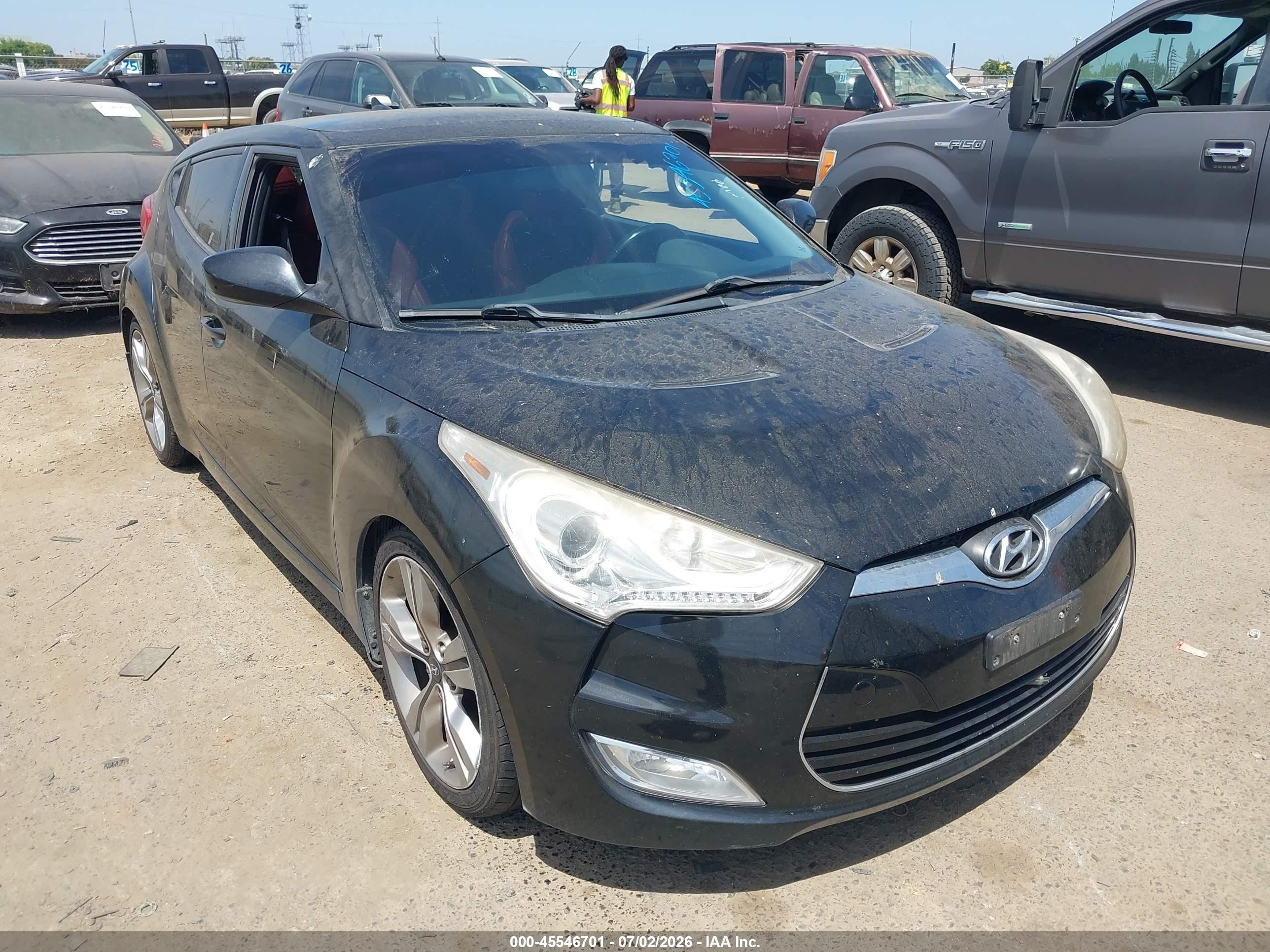 2012 Hyundai Veloster Base W/red/black Black vin: KMHTC6AD7CU048287