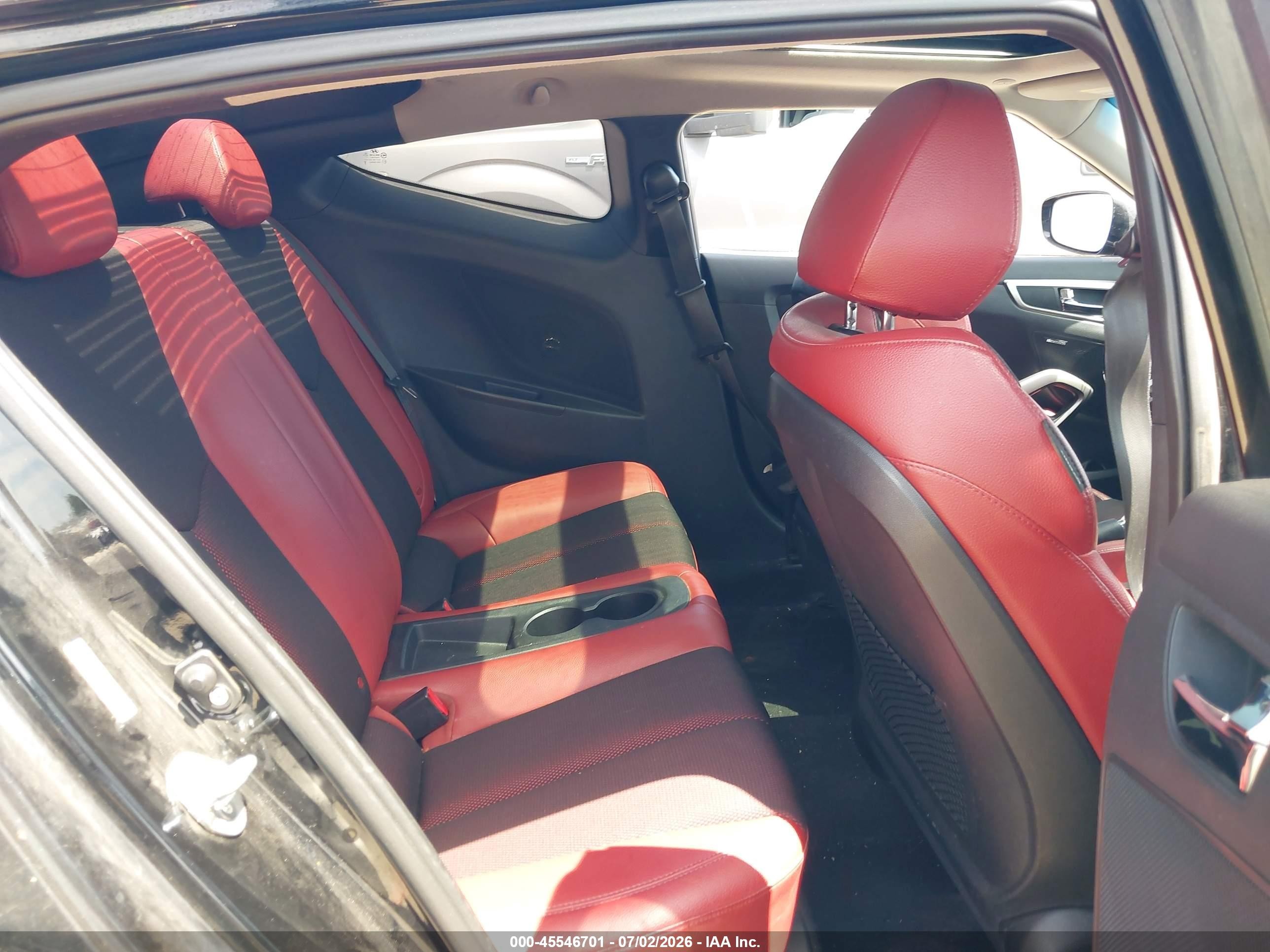 2012 Hyundai Veloster Base W/red/black Black vin: KMHTC6AD7CU048287