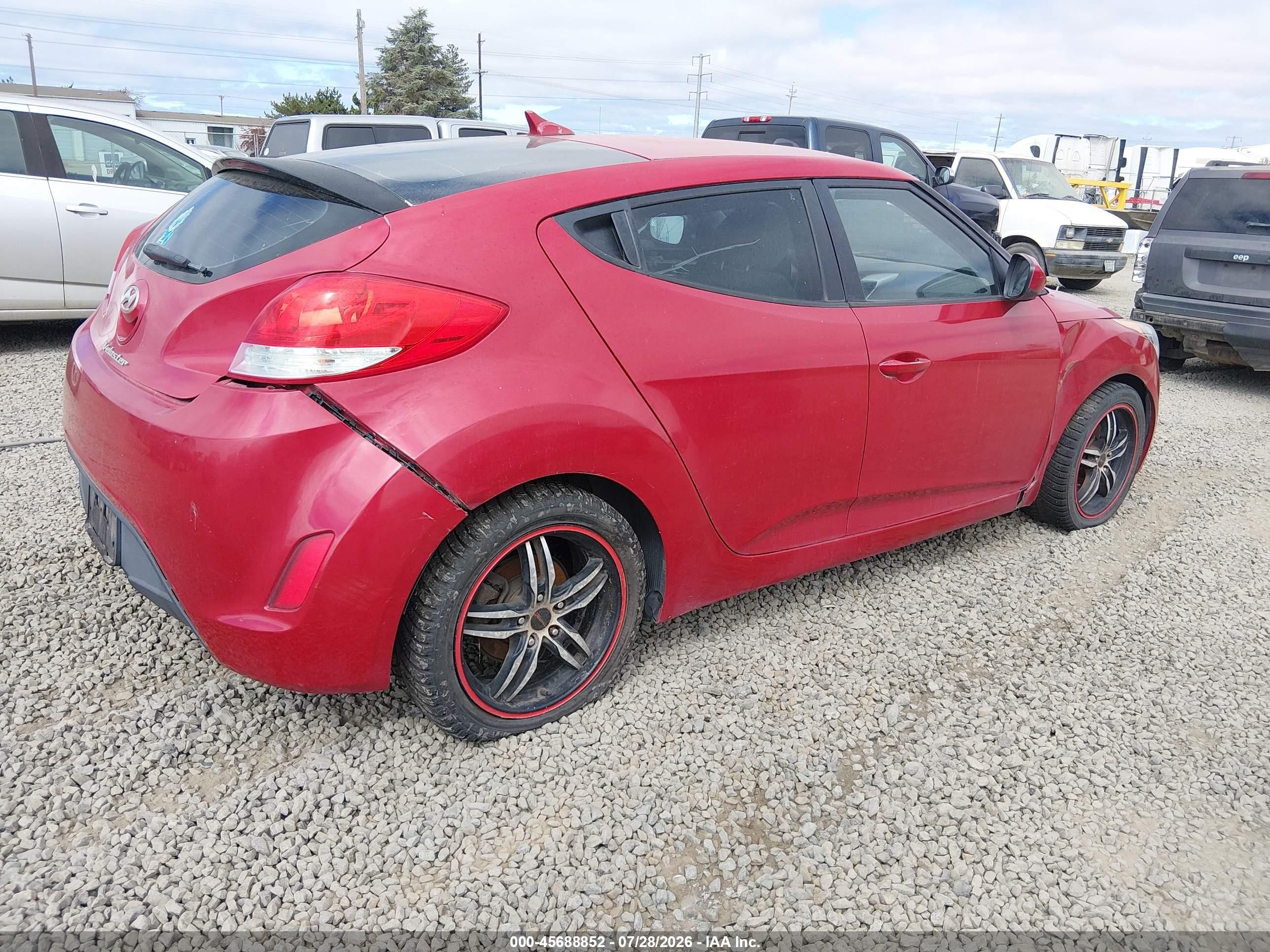 2012 Hyundai Veloster Base W/gray Red vin: KMHTC6AD7CU066238