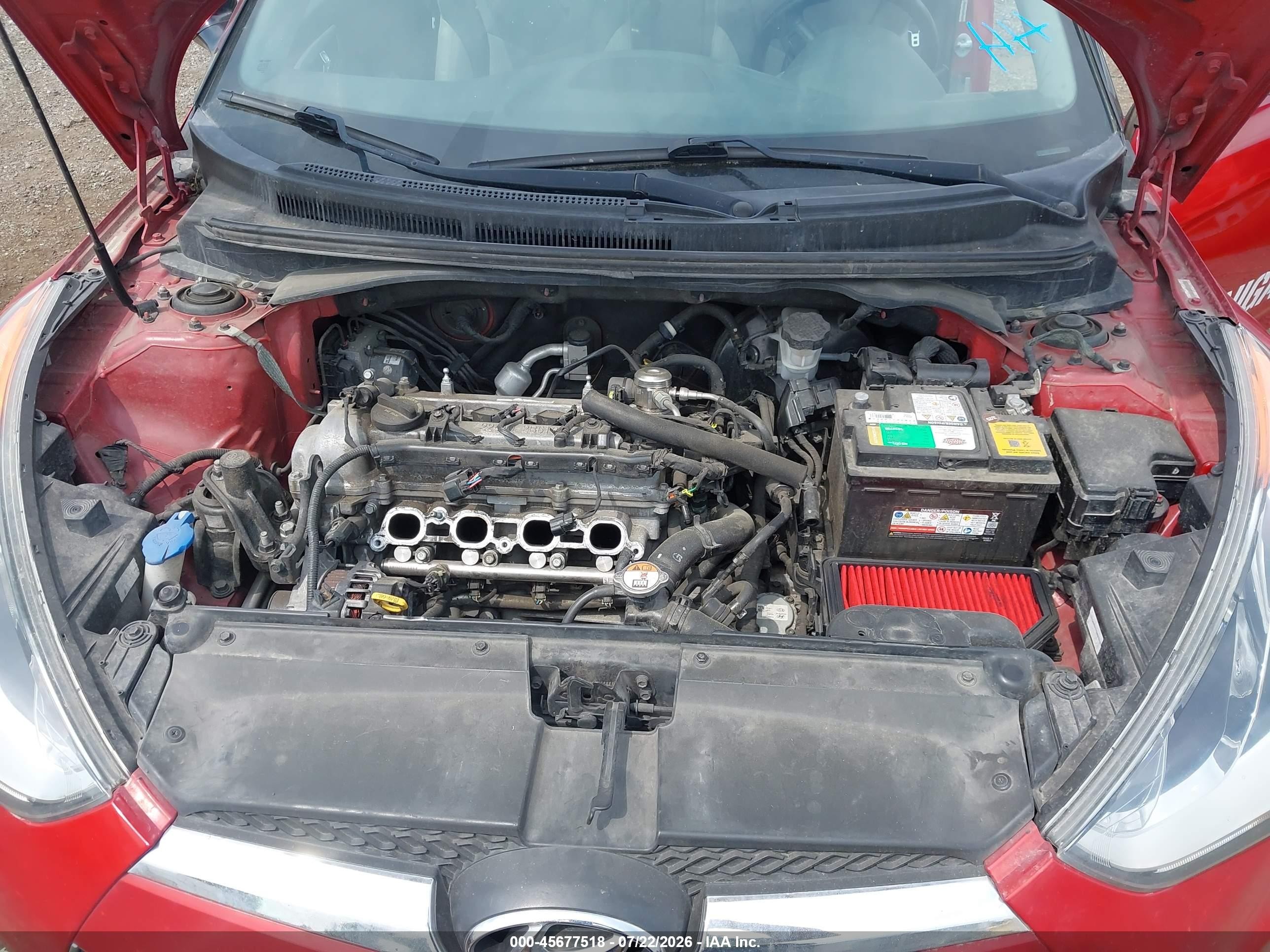 2013 Hyundai Veloster Base W/gray Red vin: KMHTC6AD7DU103077