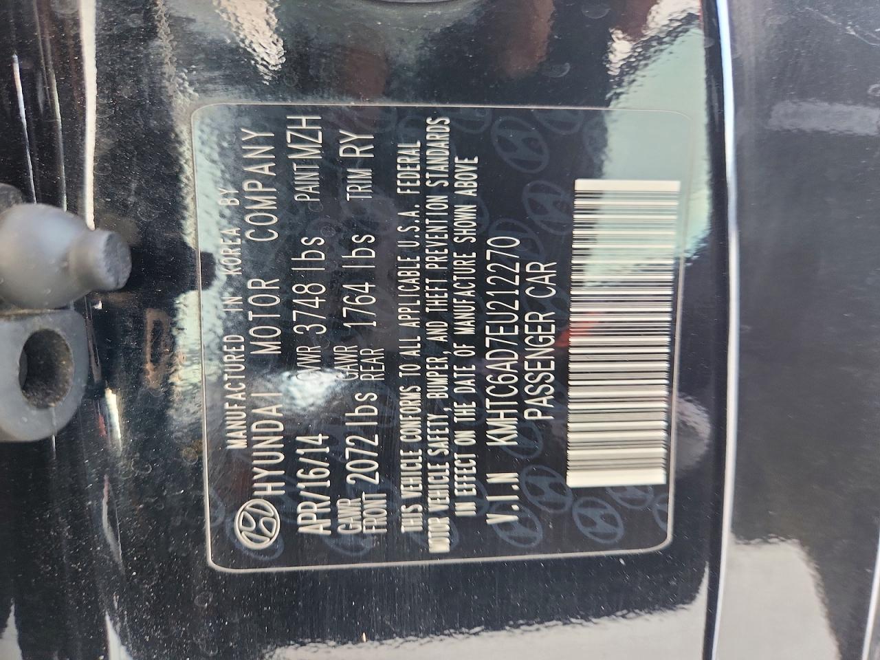2014 Hyundai Veloster Base Черный vin: KMHTC6AD7EU212270