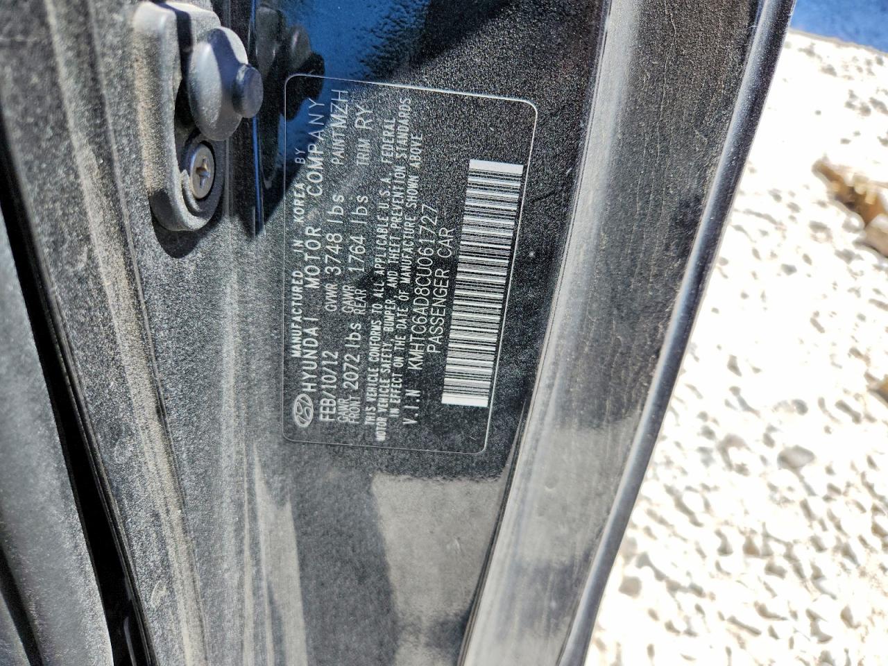 2012 Hyundai Veloster Base Black vin: KMHTC6AD8CU061727
