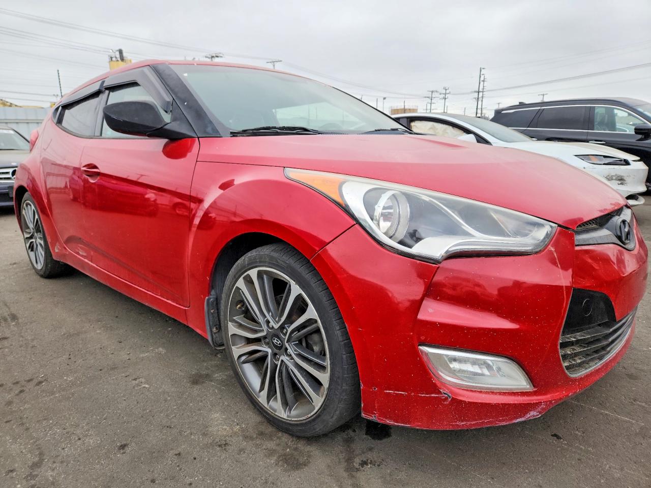 2013 Hyundai Veloster Base Burgundy vin: KMHTC6AD9DU089571