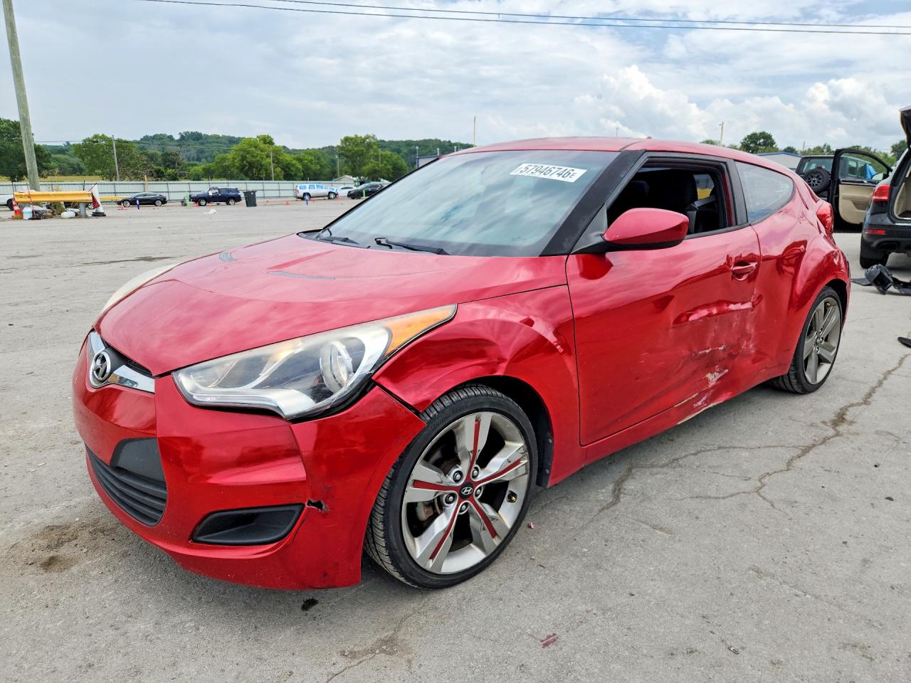 2013 Hyundai Veloster Base Red vin: KMHTC6AD9DU165886