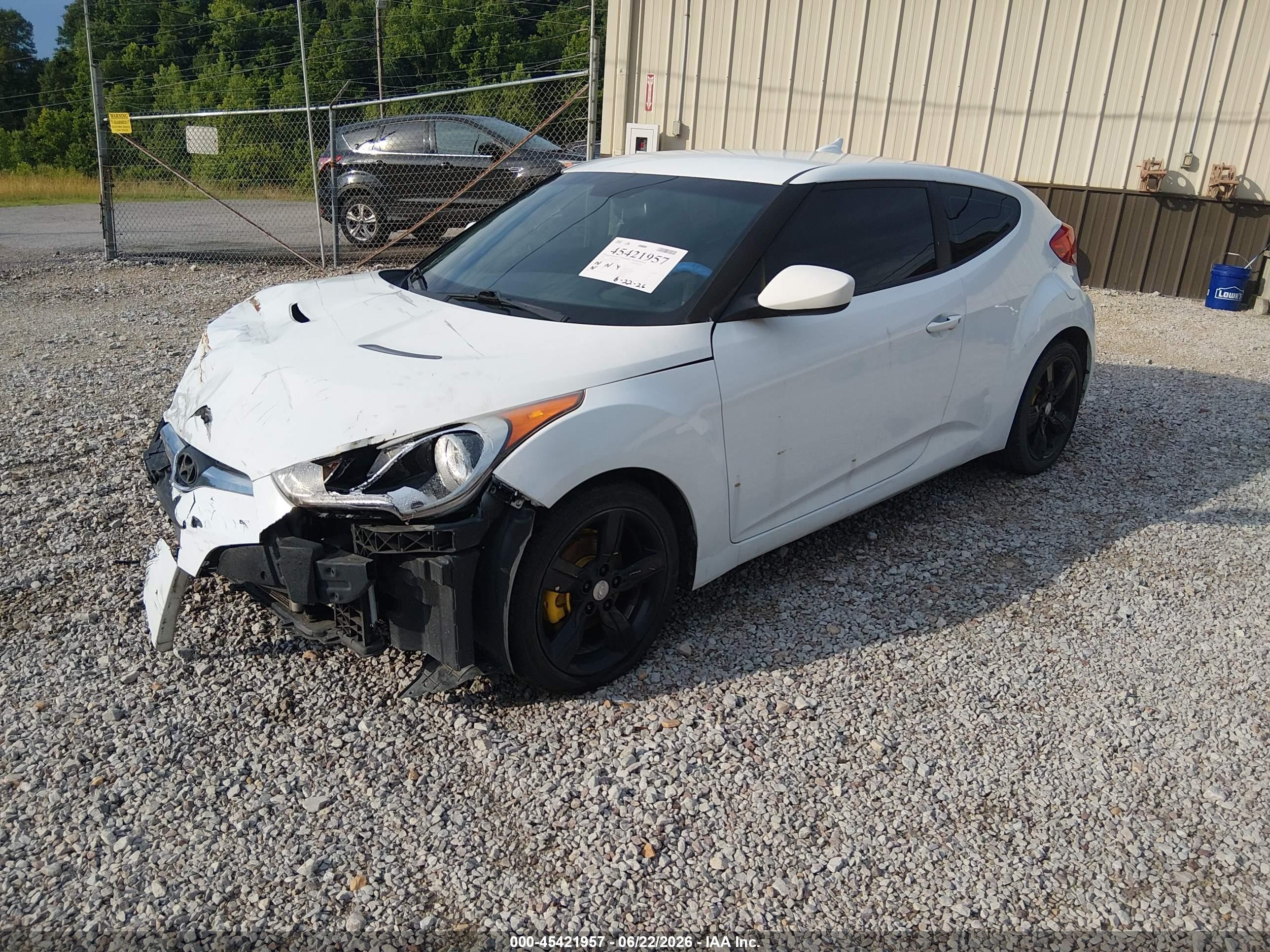 2014 Hyundai Veloster Base W/black White vin: KMHTC6AD9EU182849