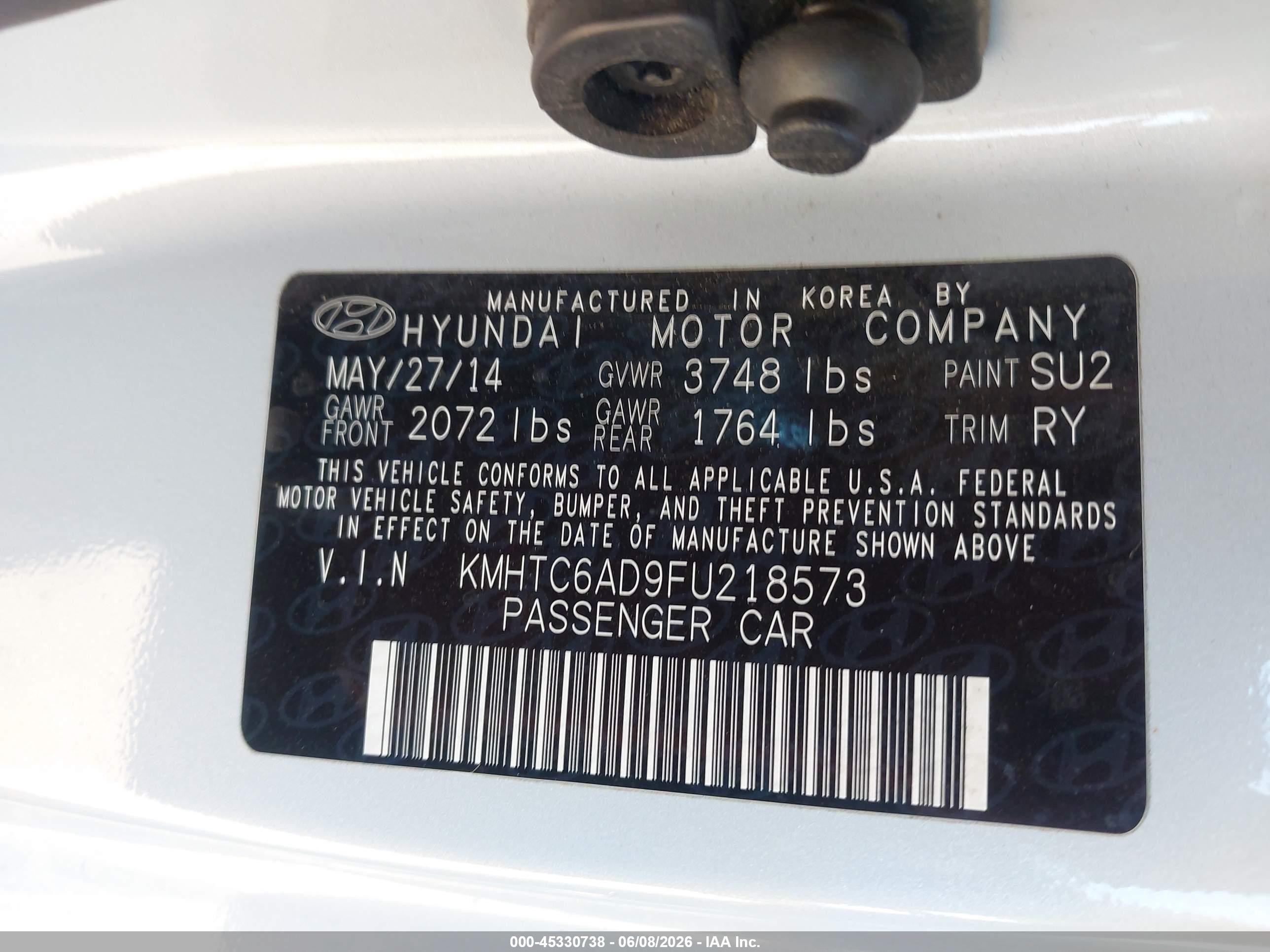 2015 Hyundai Veloster Flex Light Blue vin: KMHTC6AD9FU218573