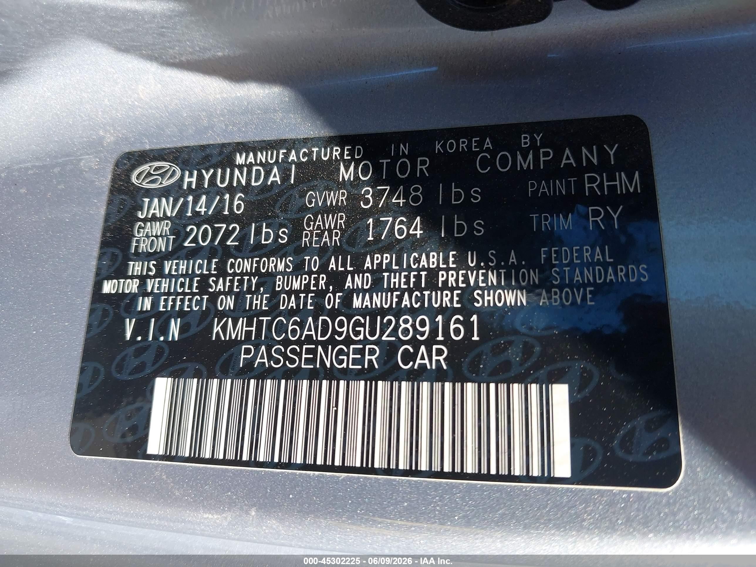 2016 Hyundai Veloster Серый vin: KMHTC6AD9GU289161