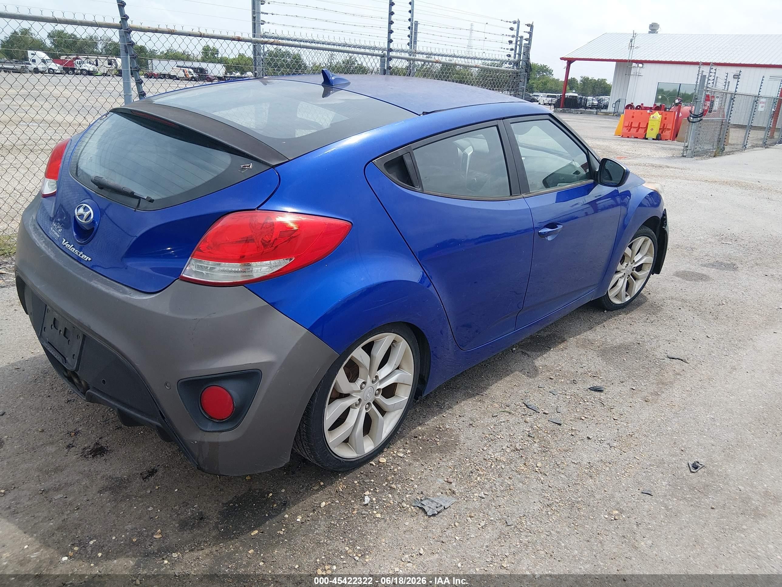 2012 Hyundai Veloster Base W/black Blue vin: KMHTC6ADXCU072325