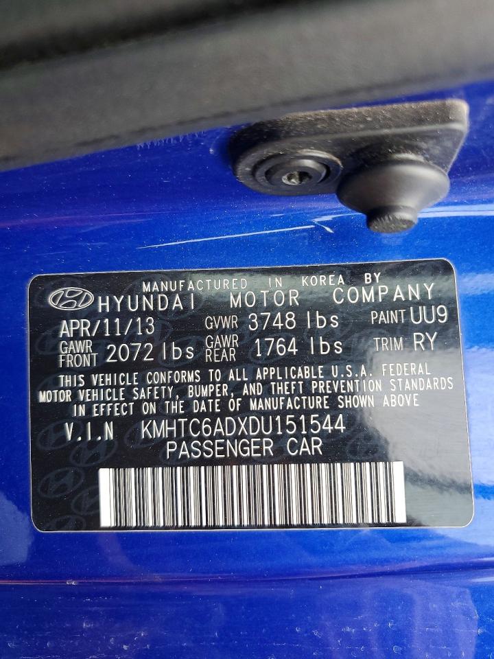 2013 Hyundai Veloster Base Blue vin: KMHTC6ADXDU151544